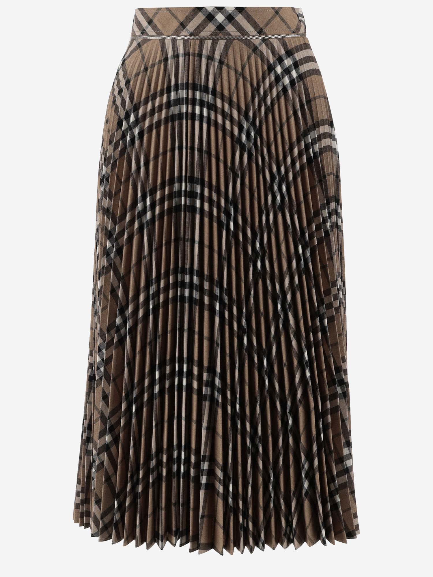 Shop Burberry Wool Blend Pleated Skirt In Red