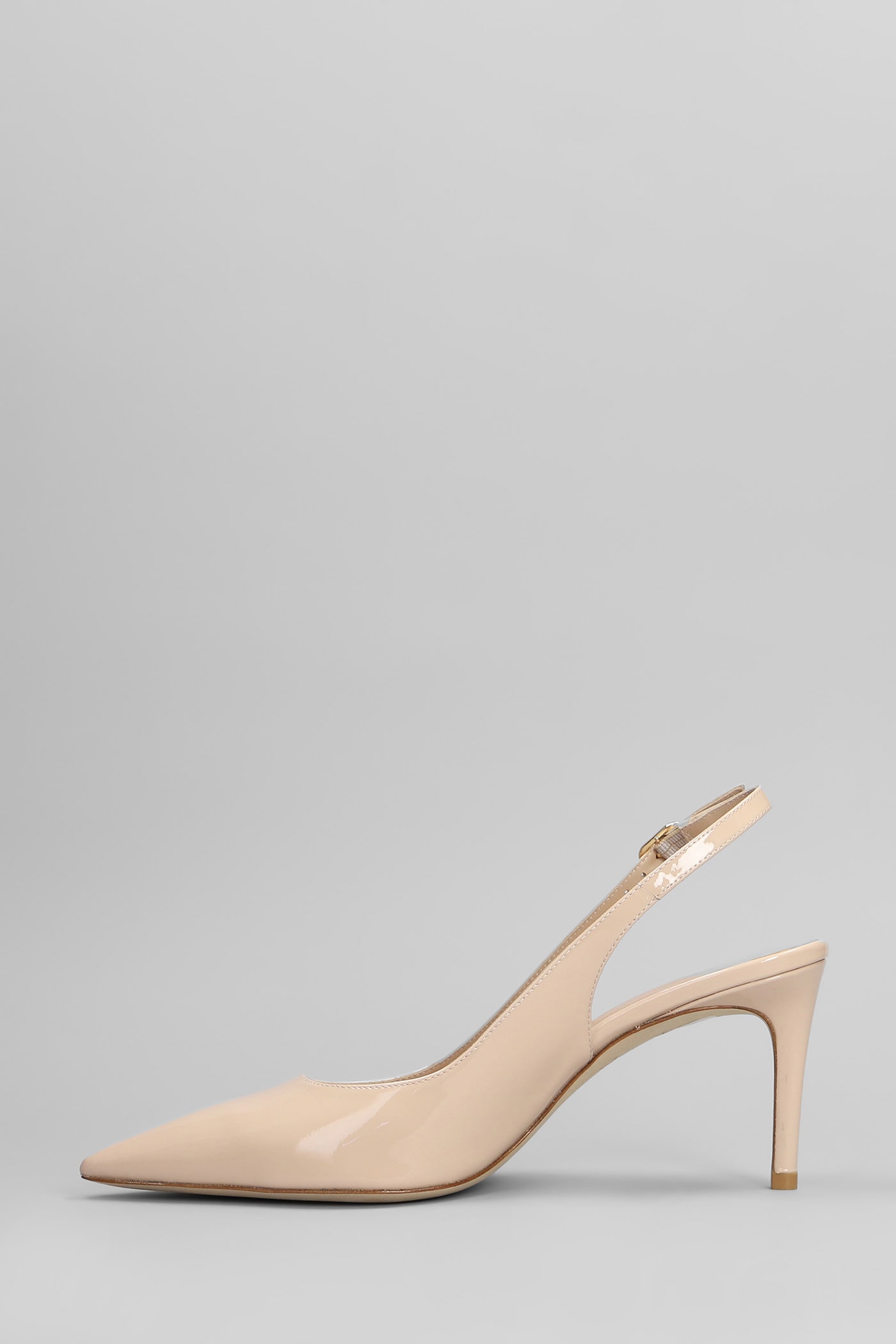 Stuart Weitzman Stuart Power Slgbk 7 Pumps In Beige Patent Leather In Beige