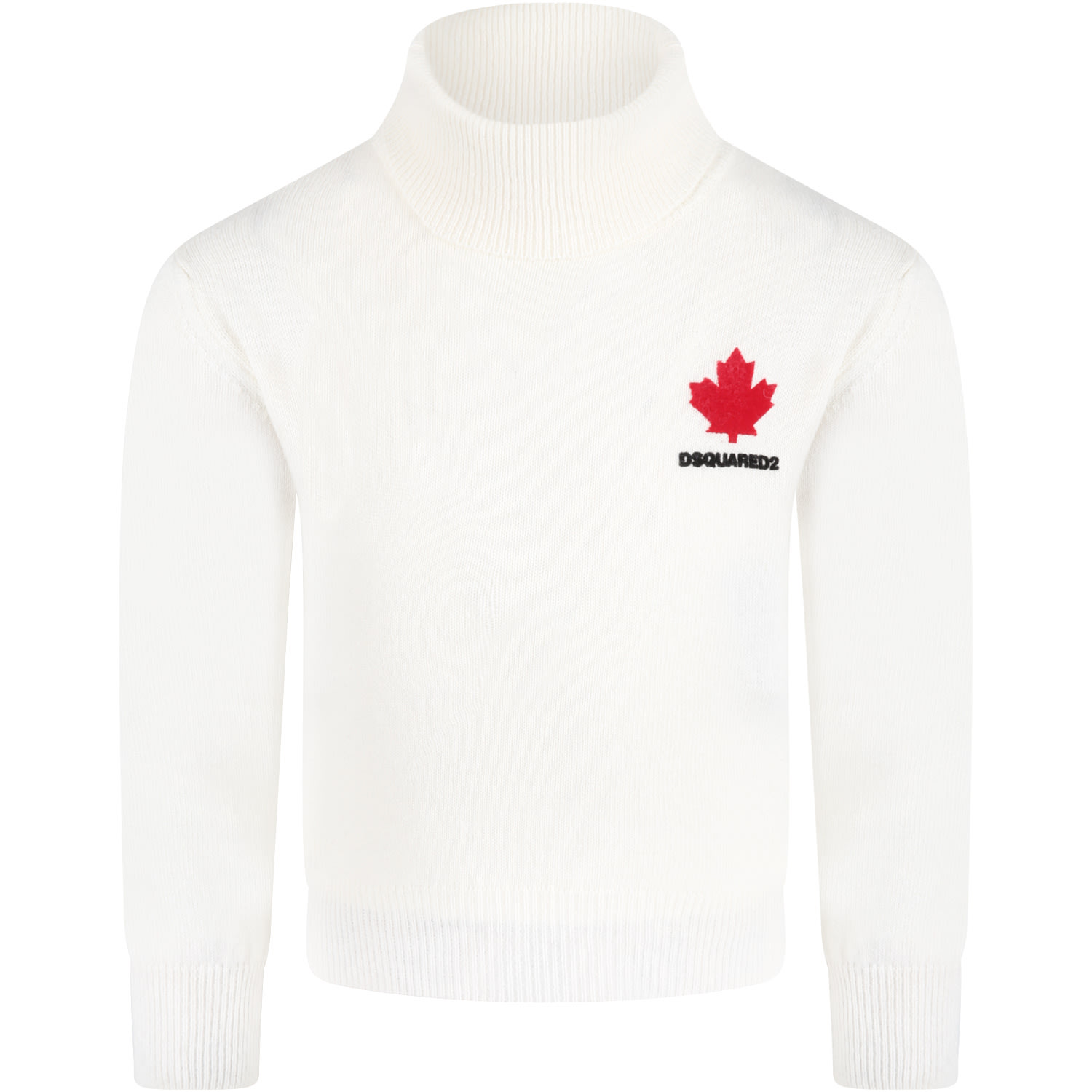 Dsquared2 Ivory Turtleneck For Kids With Logo