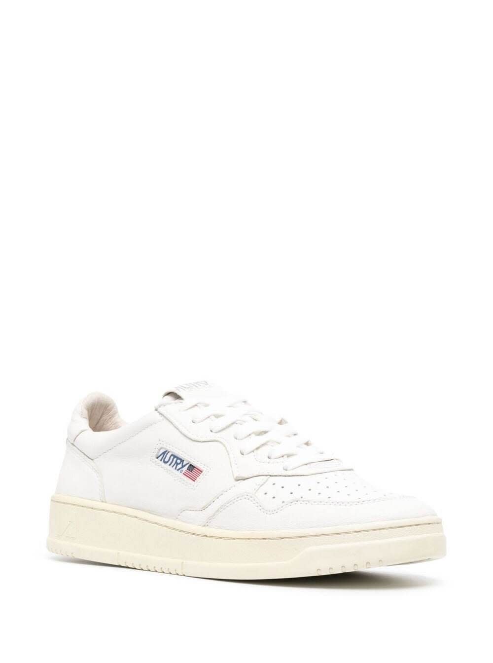 Autry Low Top Sneakers In Goatskin In White