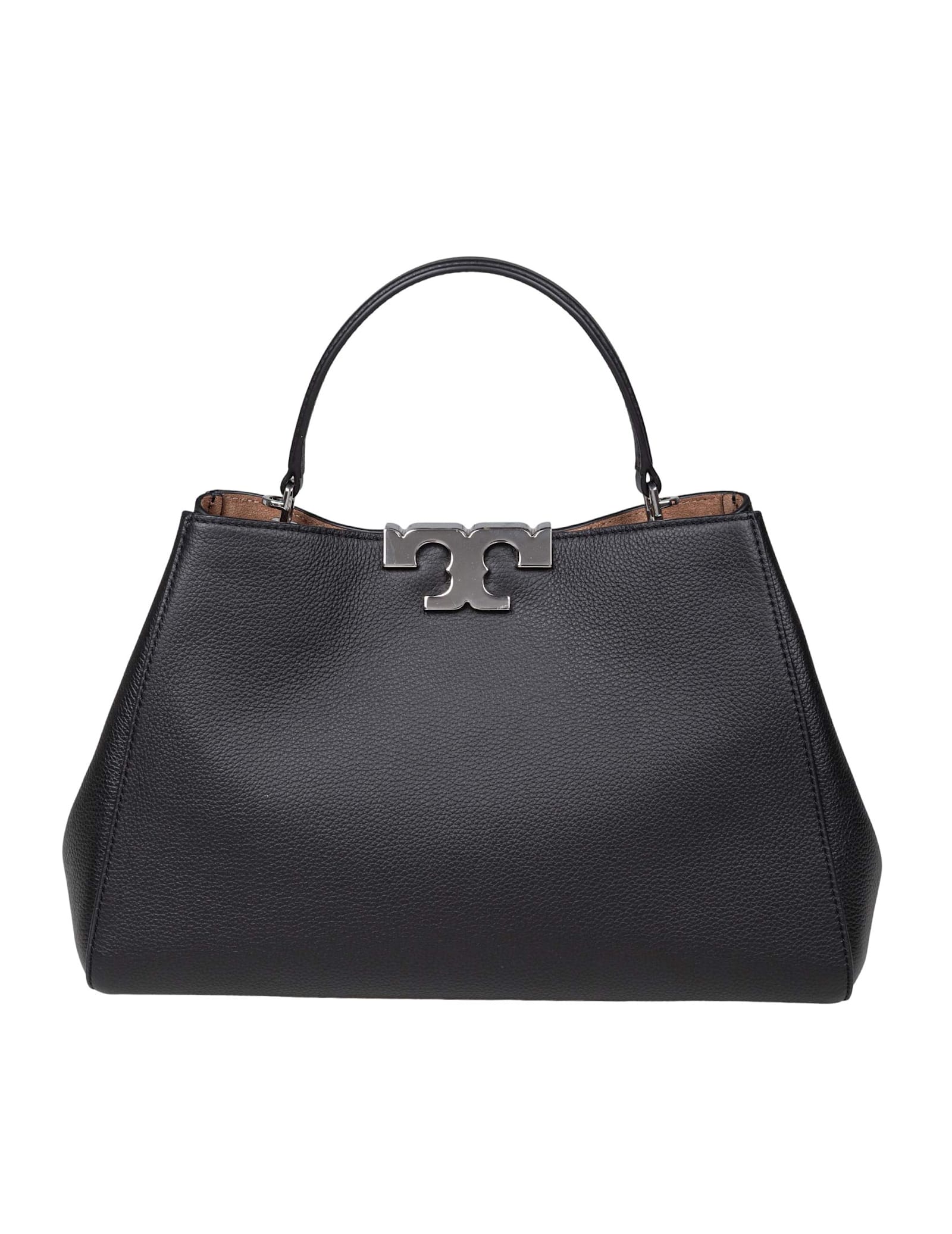Tory Burch Eleanor Satchel Leather Bag, Black In Black