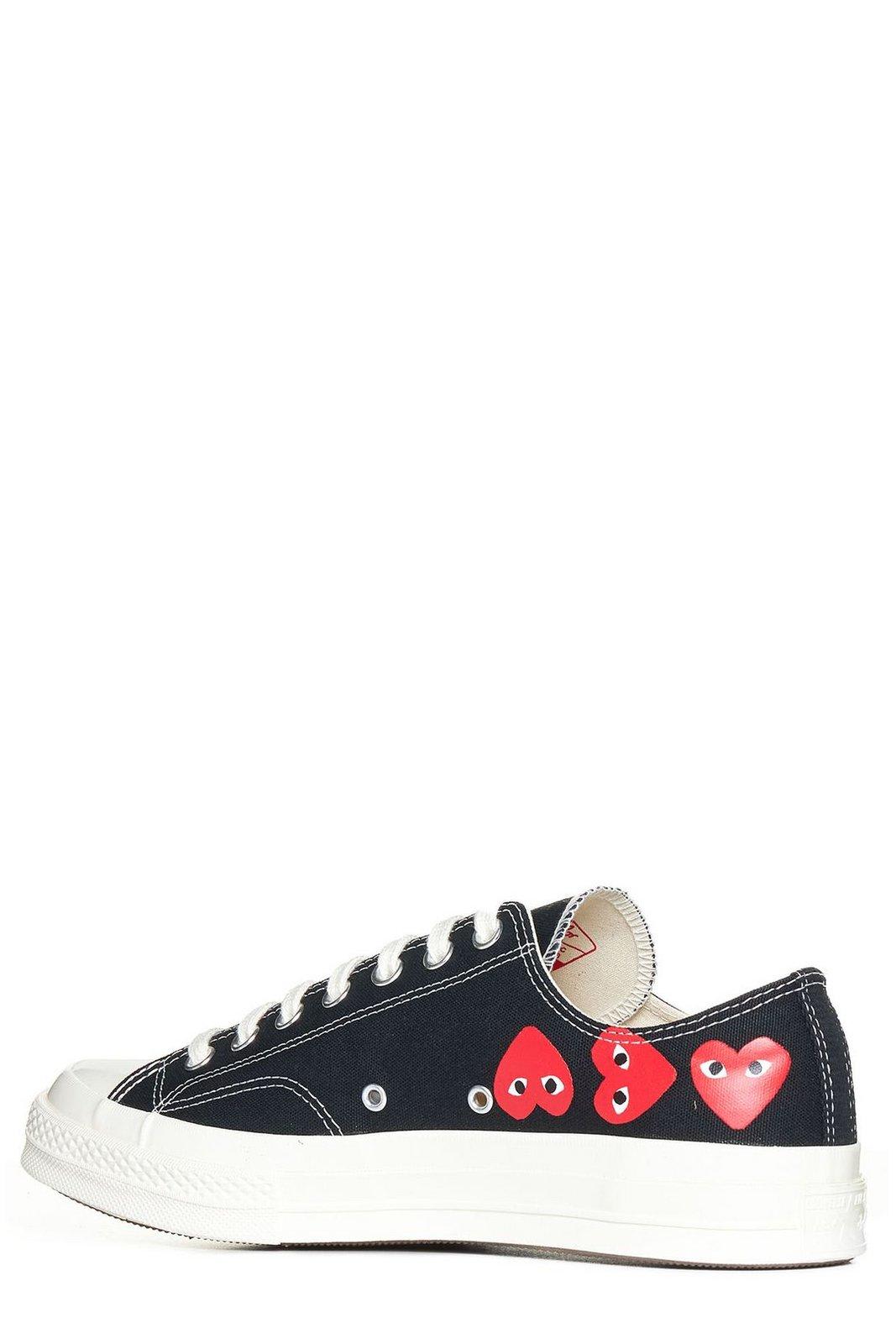Shop Comme Des Garçons Play X Converse Heart Logo Printed Low-top Sneakers In Black