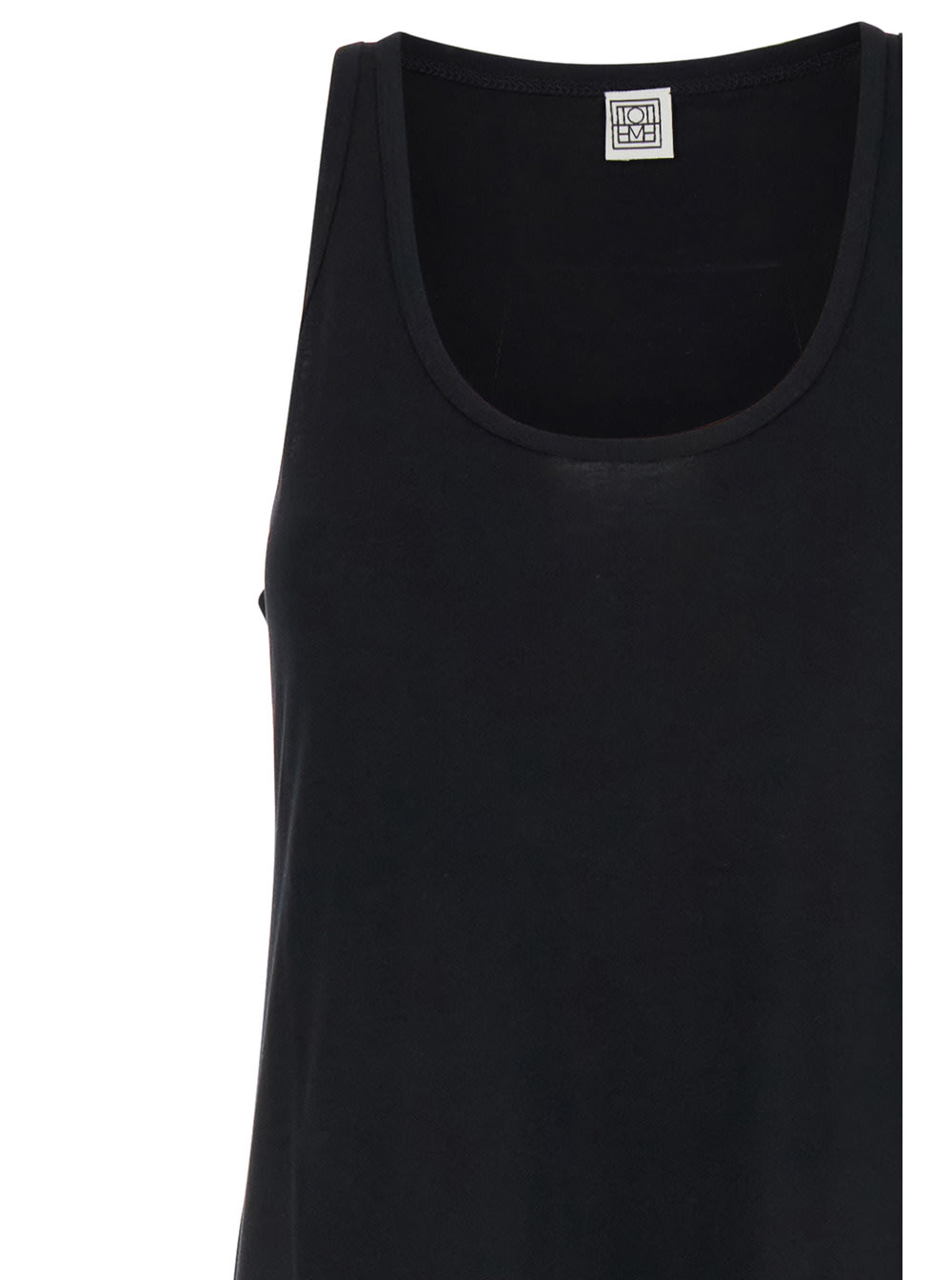 Shop Totême Long Black Dress With Scoop Neck In Jersey Woman