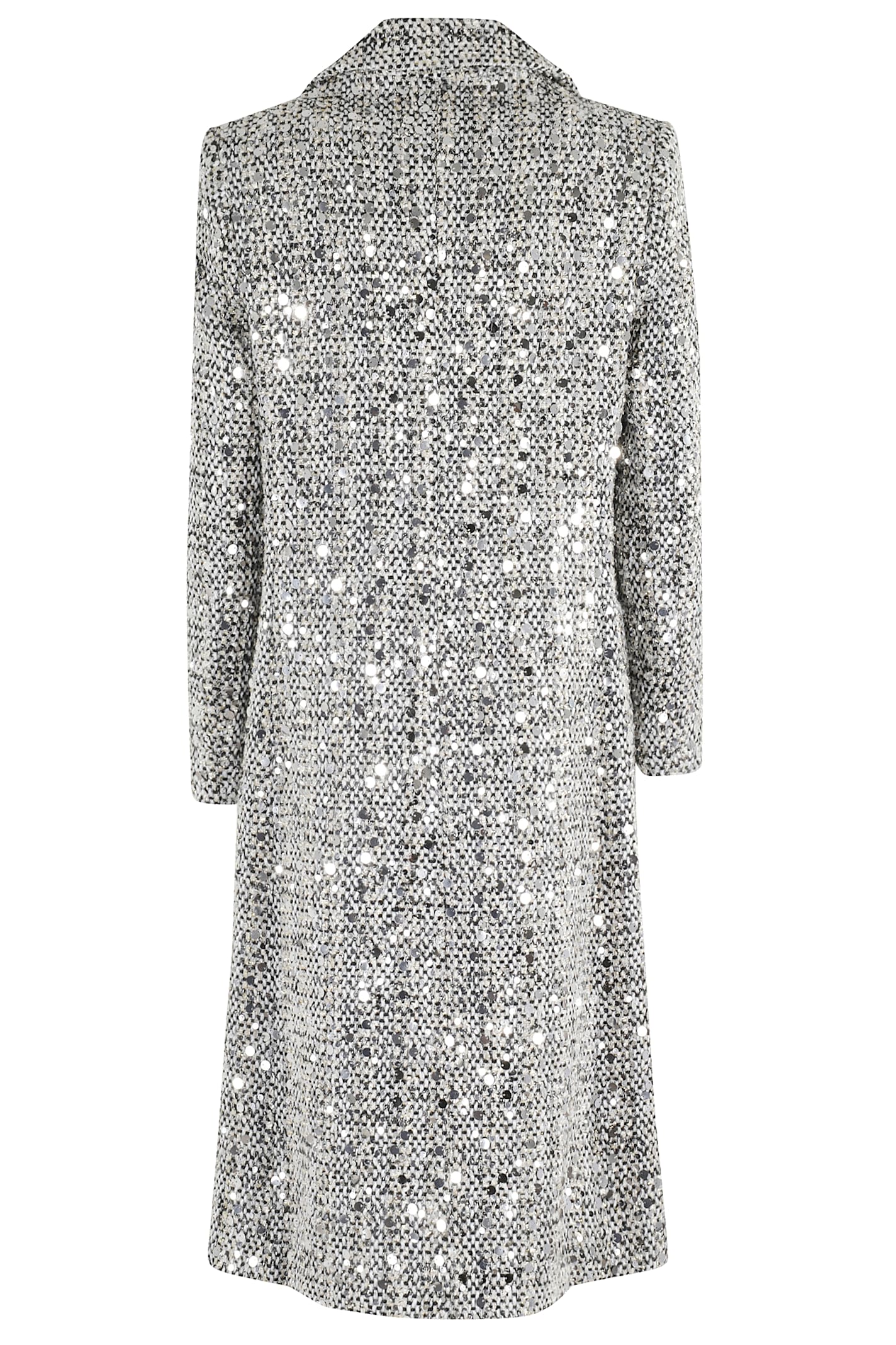 Ermanno Firenze Sequin-embellished Double-breasted Coat In Gray