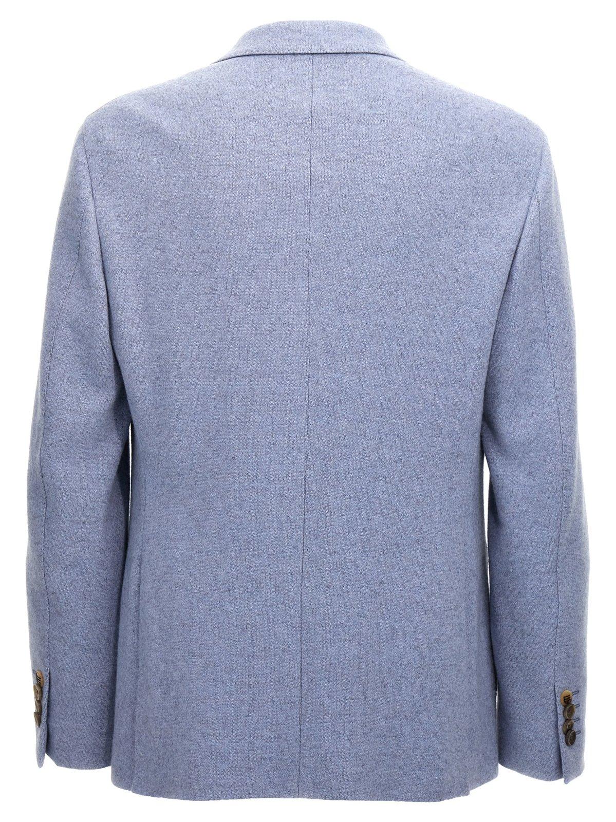 Shop Etro Logo Patch Single-breasted Blazer In Clear Blue