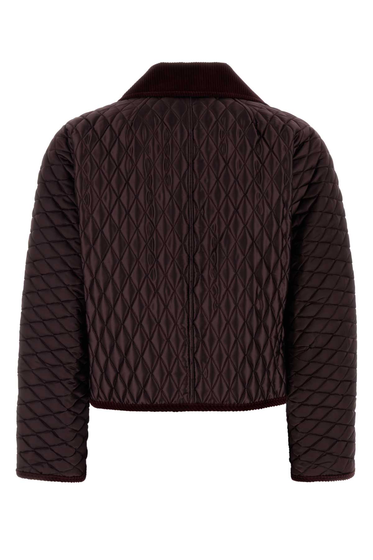 Burberry Nylon Jacket With Collared Neck And Pockets In Burgundy