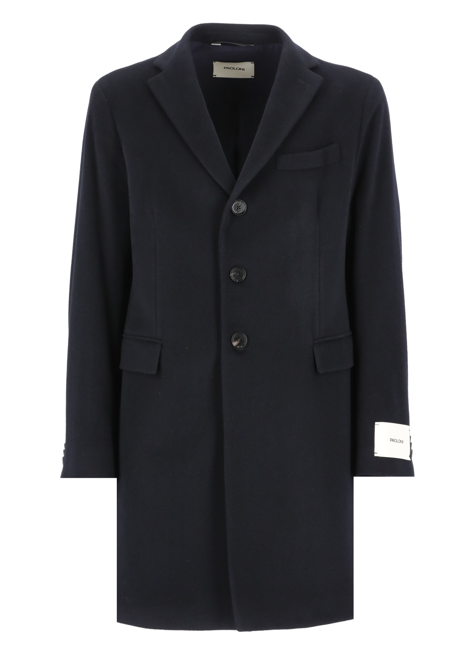 Paoloni Cashmere Coat In Blue | ModeSens