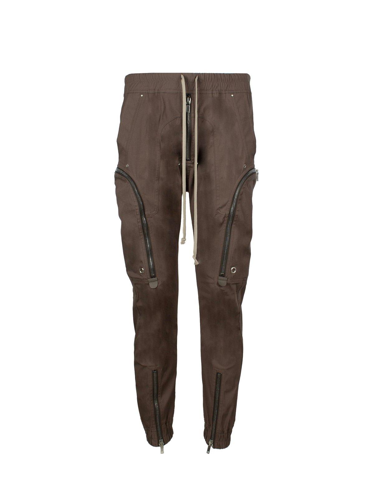 Shop Rick Owens Zip Detailed Drawstring Trousers In Grey