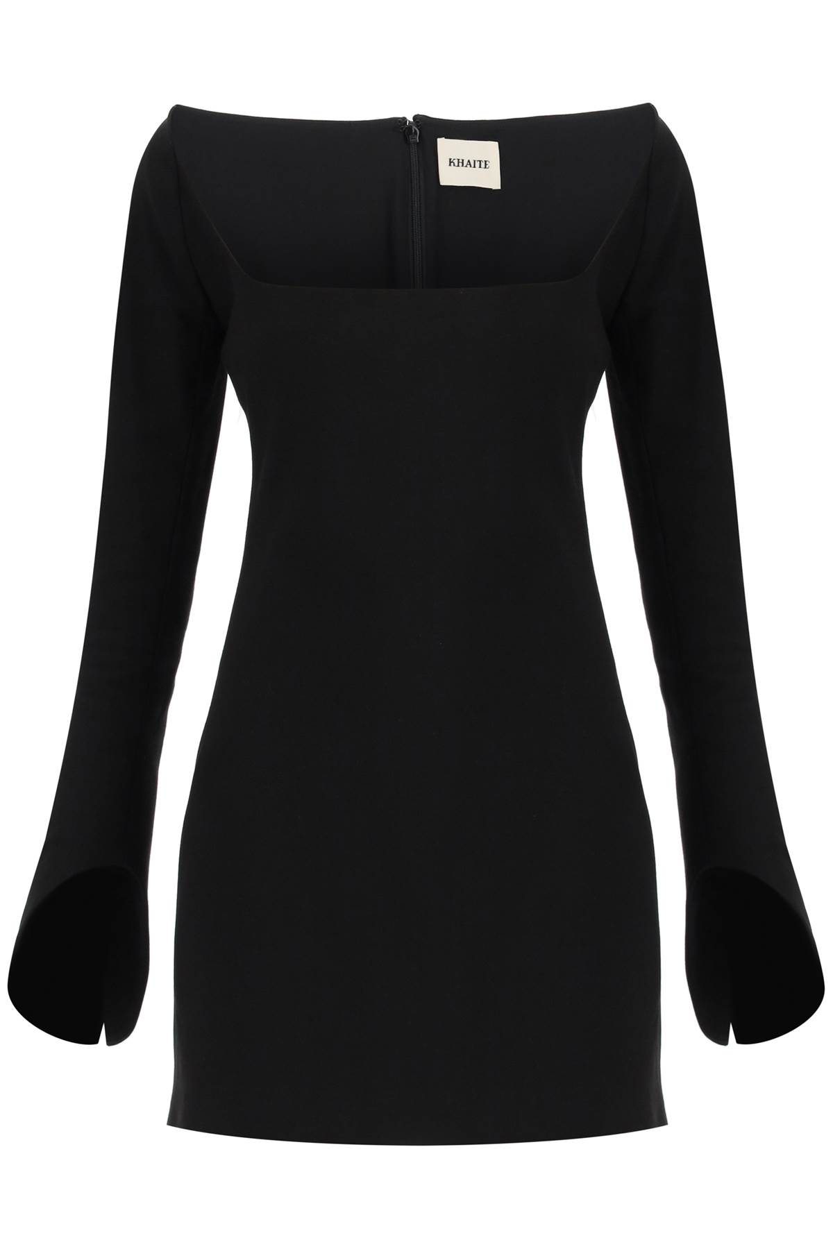 Khaite Squared Neckline Long-sleeved Minidress In Black (black)