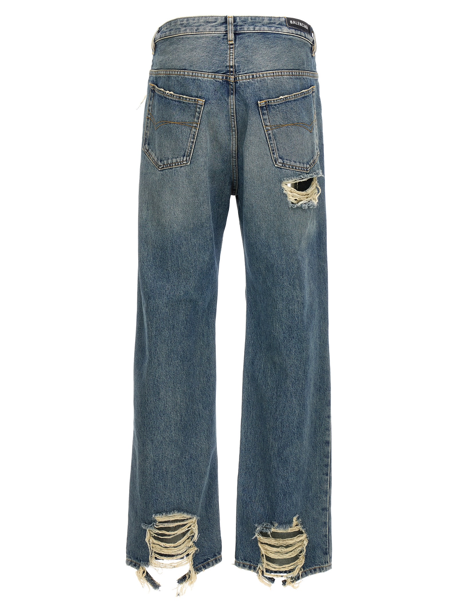 Shop Balenciaga Ripped Jeans In Blue