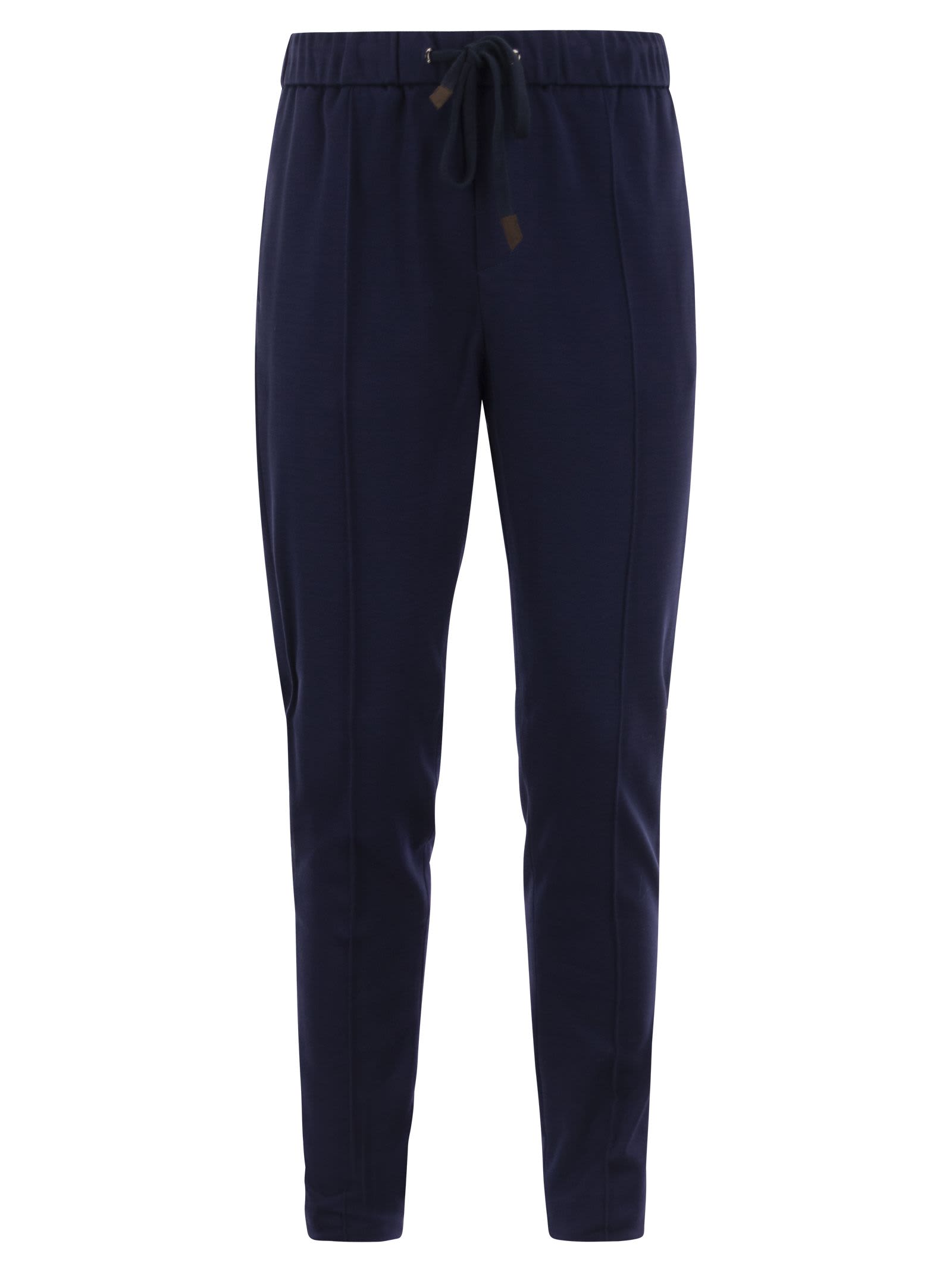 Shop Peserico Technical Cotton Jogger Trousers In Blue