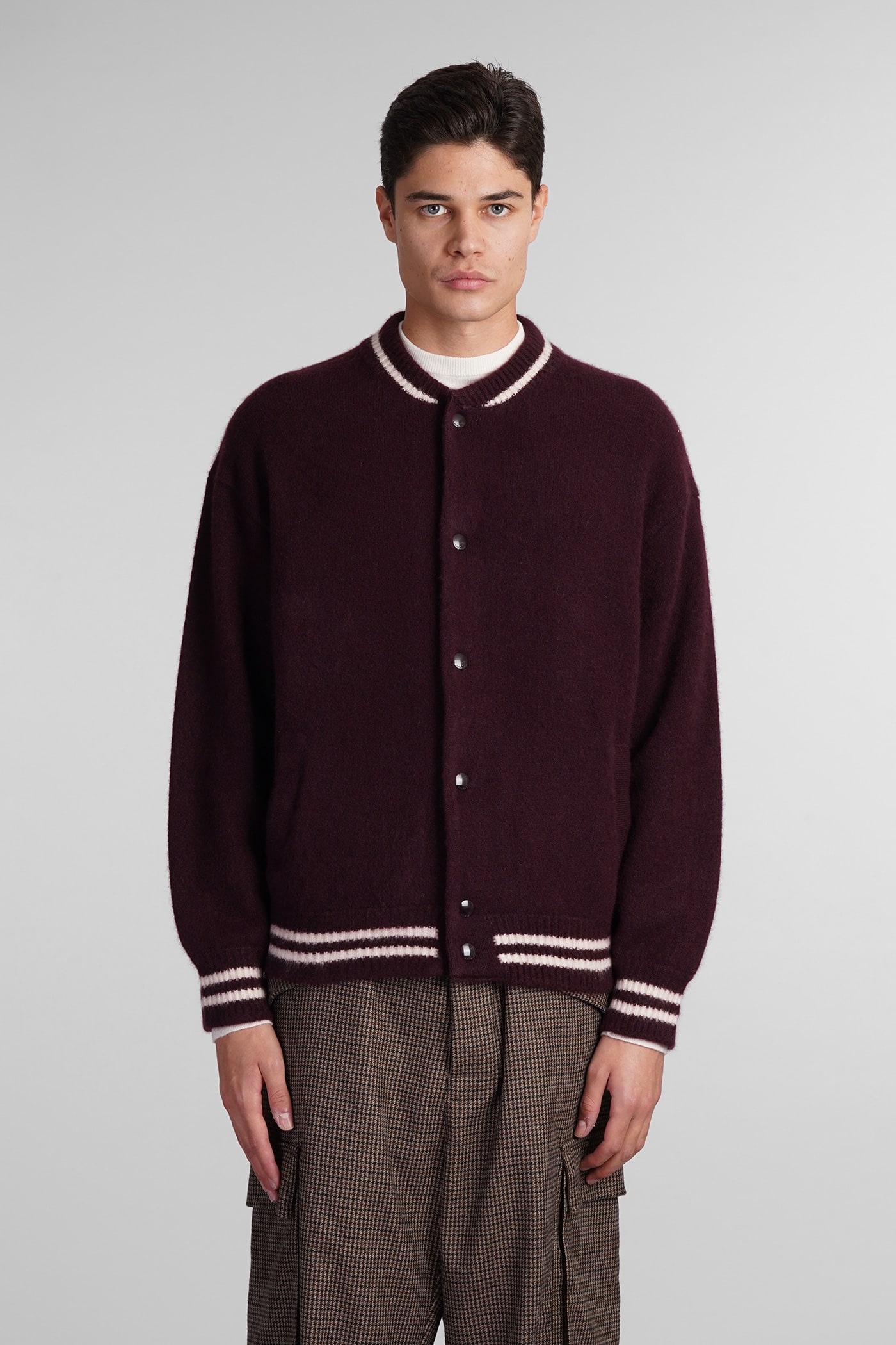 Shop Laneus Bomber In Bordeaux Cashmere