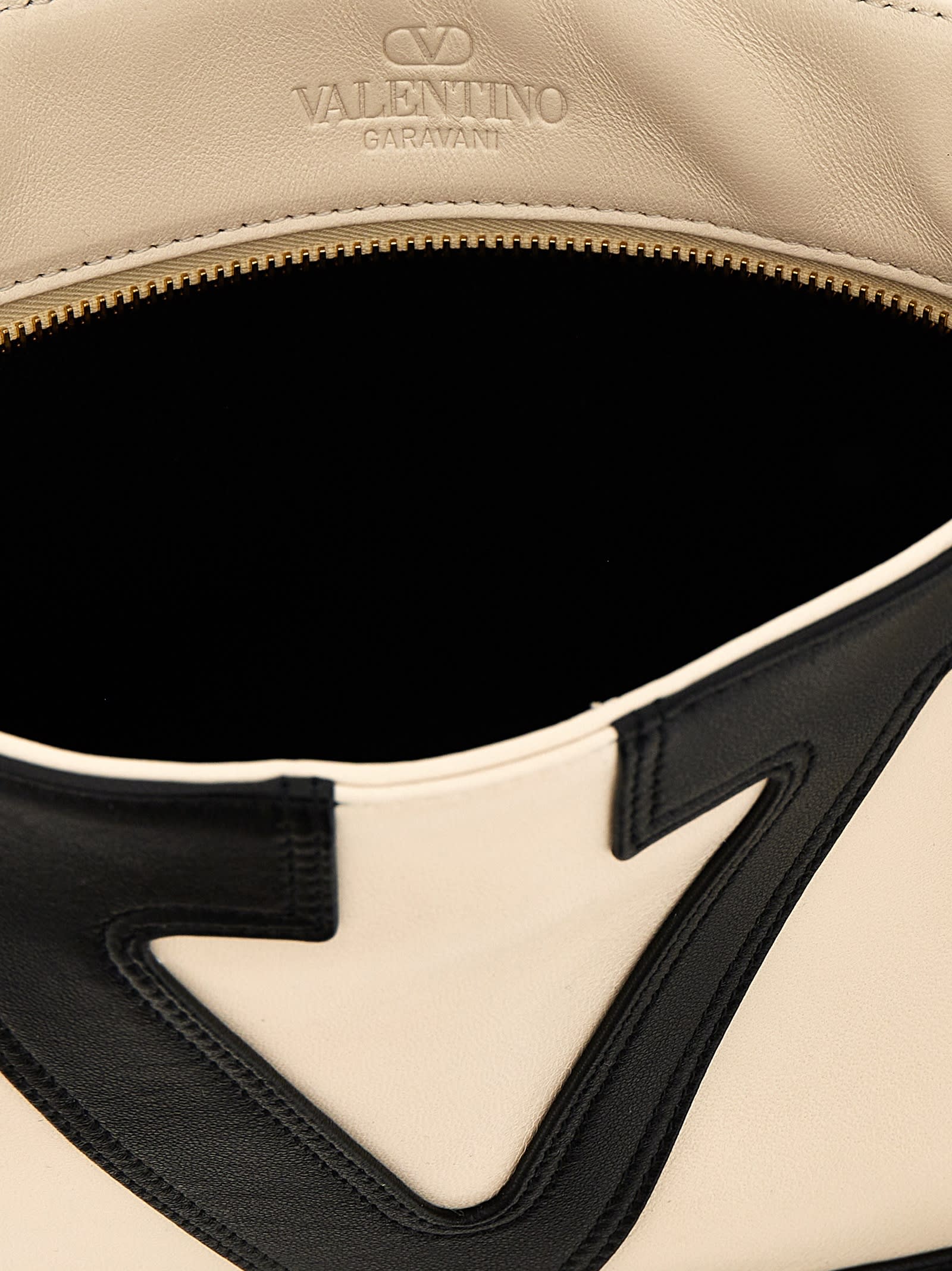 Valentino Garavani Garavani Viva Superstar Medium Nappa Leather Shopping Bag Woman Butter/black Uni In White/black