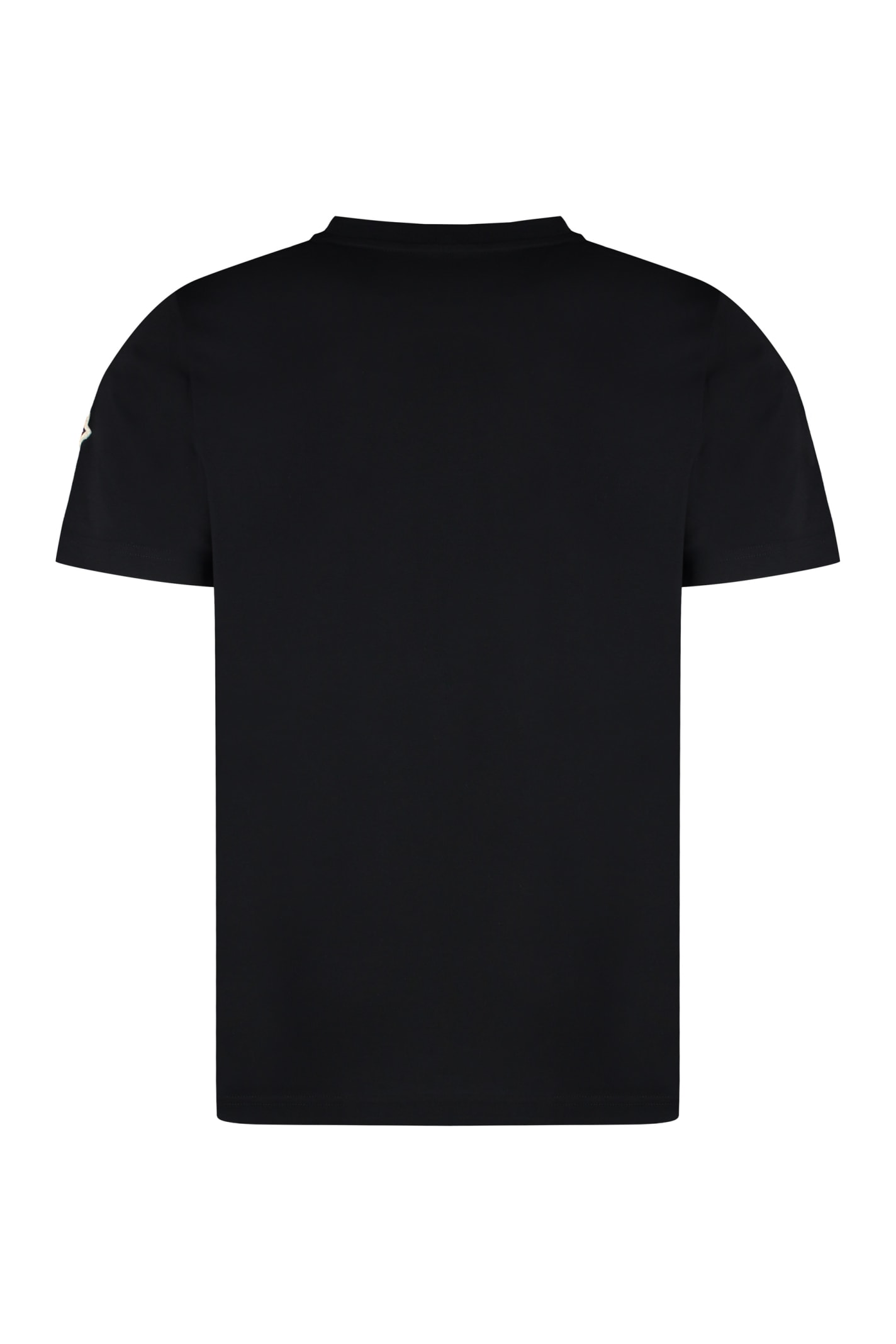 Shop Moncler Logo Cotton T-shirt In Black