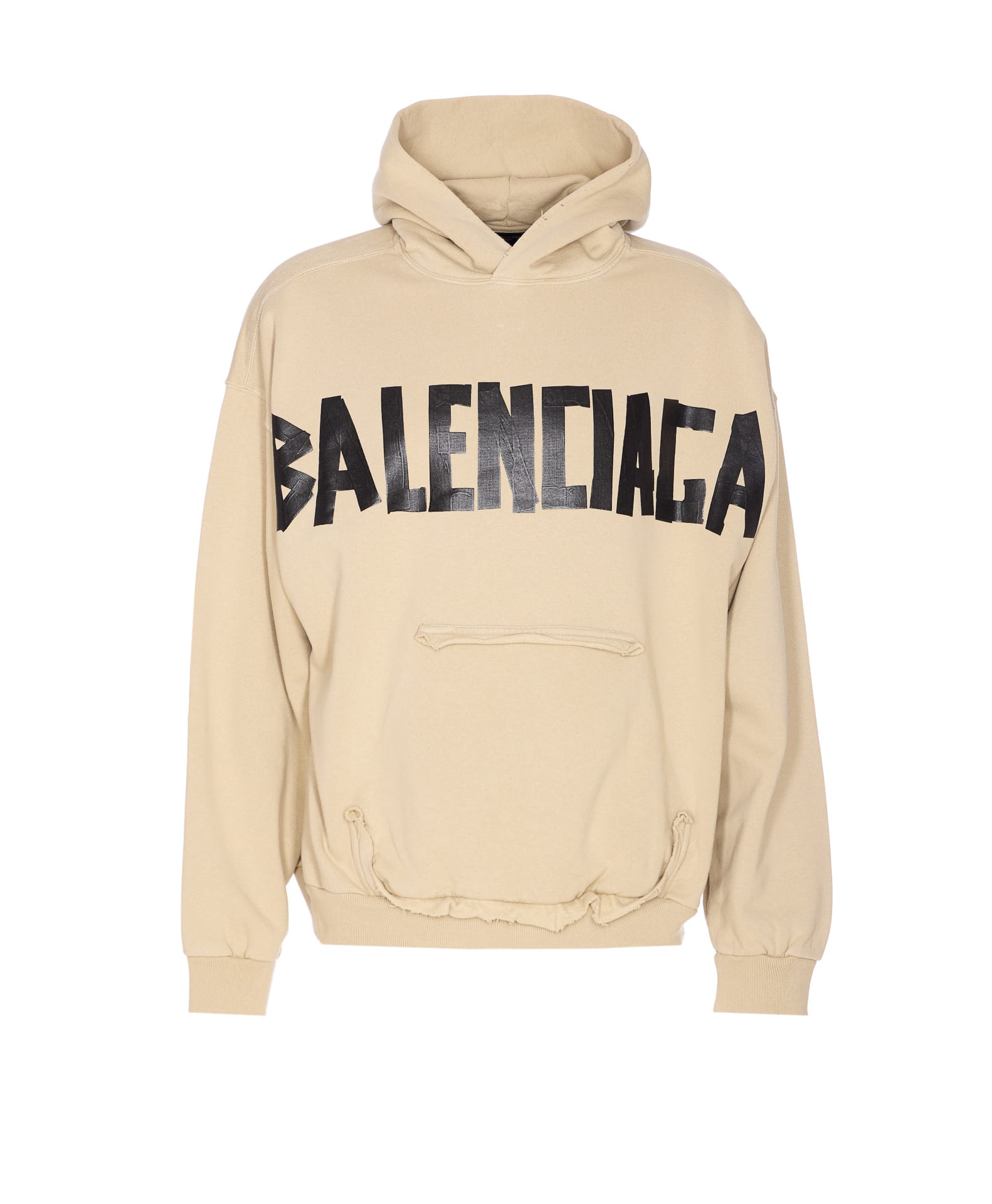 Balenciaga Ripped Pocket Tape Type Hoodie In Yellow
