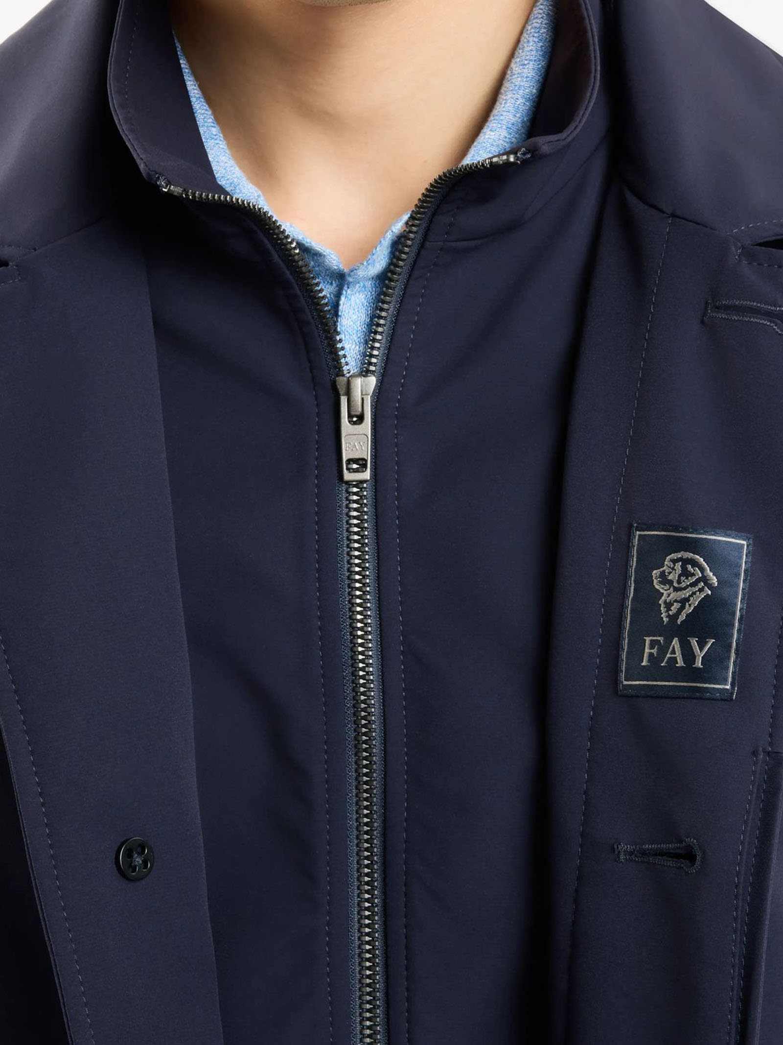 Fay Dark Navy Minimalist Jacket In Blue