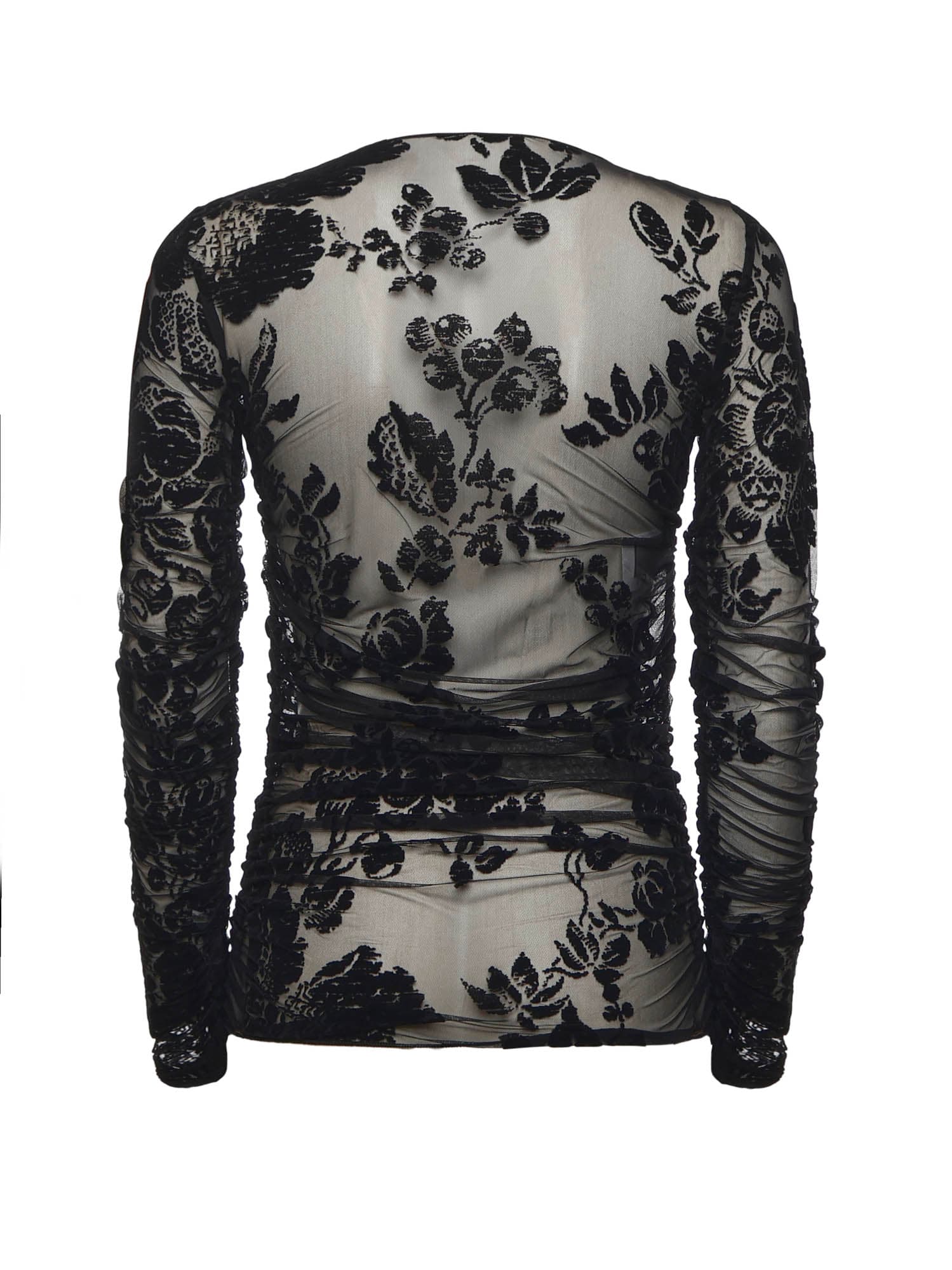 Pinko Sheer Flock-print Sweater In Black