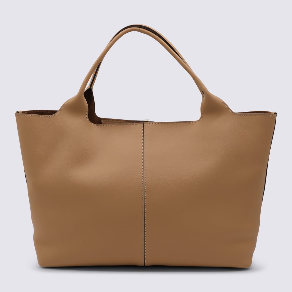Tod's Beige Tote Bag With Two Top Handles And Logo Plaque On The Front In Leather Woman In Brown