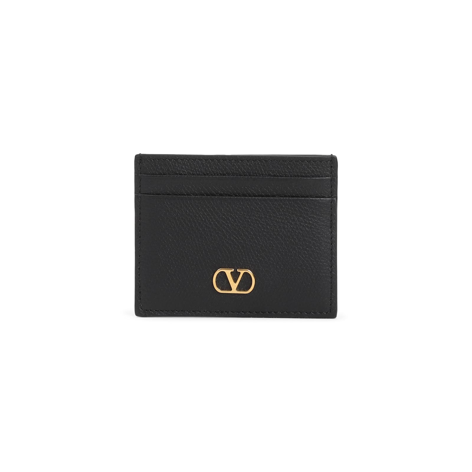 Valentino Valenitno Garavani Signature V-logo Card Case In Black