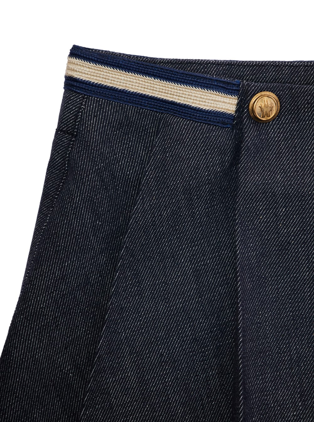Moncler Blue Skirt With Logo Patch And Logoed Buttons In Cotton Girl In Black
