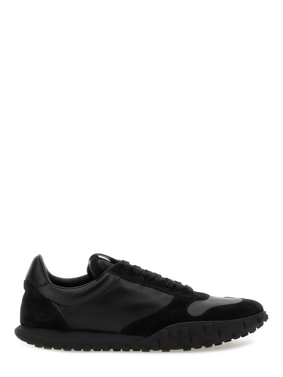 Jil Sander Suede Panel Round Toe Rubber Sole Sneakers In Black