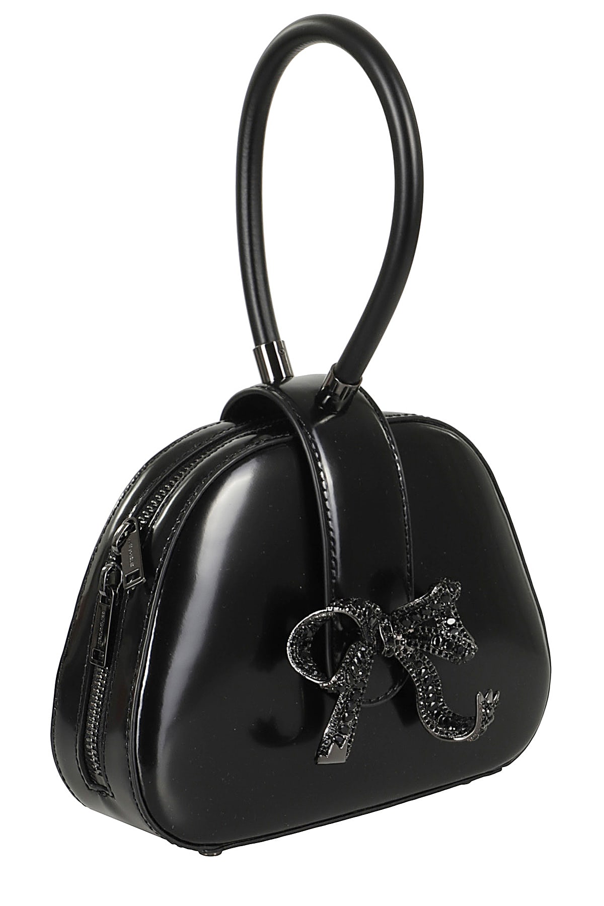 Shop Self-portrait Leather Top Handle Mini Bag In Black