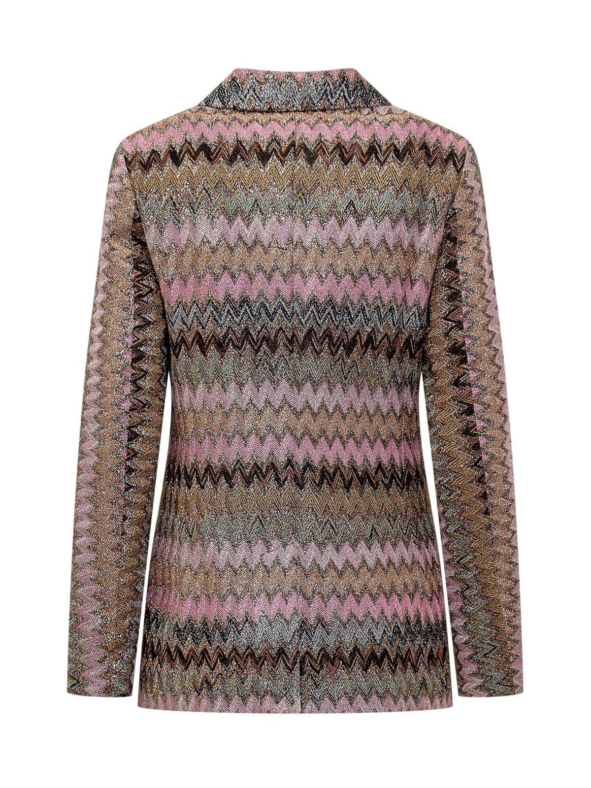 Shop Missoni Lame Chevron Knitted Blazer In Multicolour