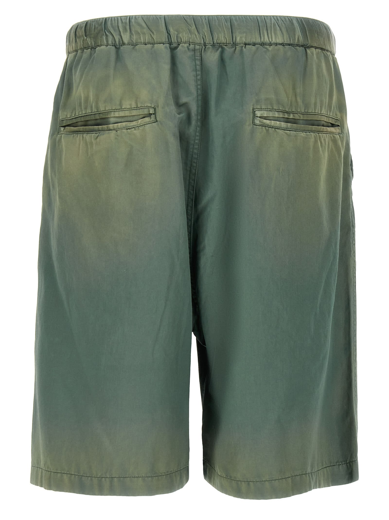 Miharayasuhiro Maison Mihara Yasuhiro 'aged Satin' Bermuda Shorts In Green