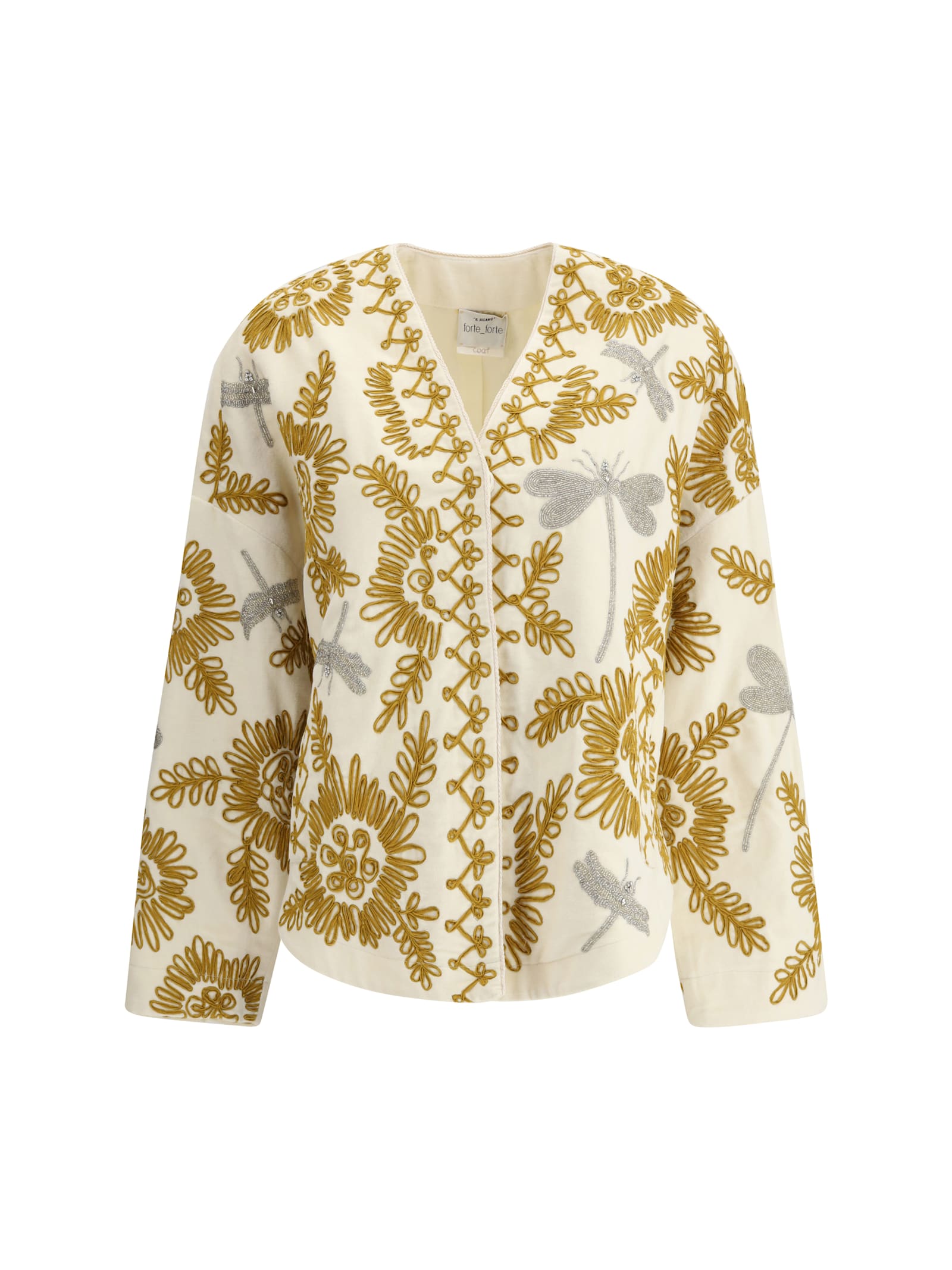 Forte Forte Floral Dragonflies Embroidered Jacket In Gray