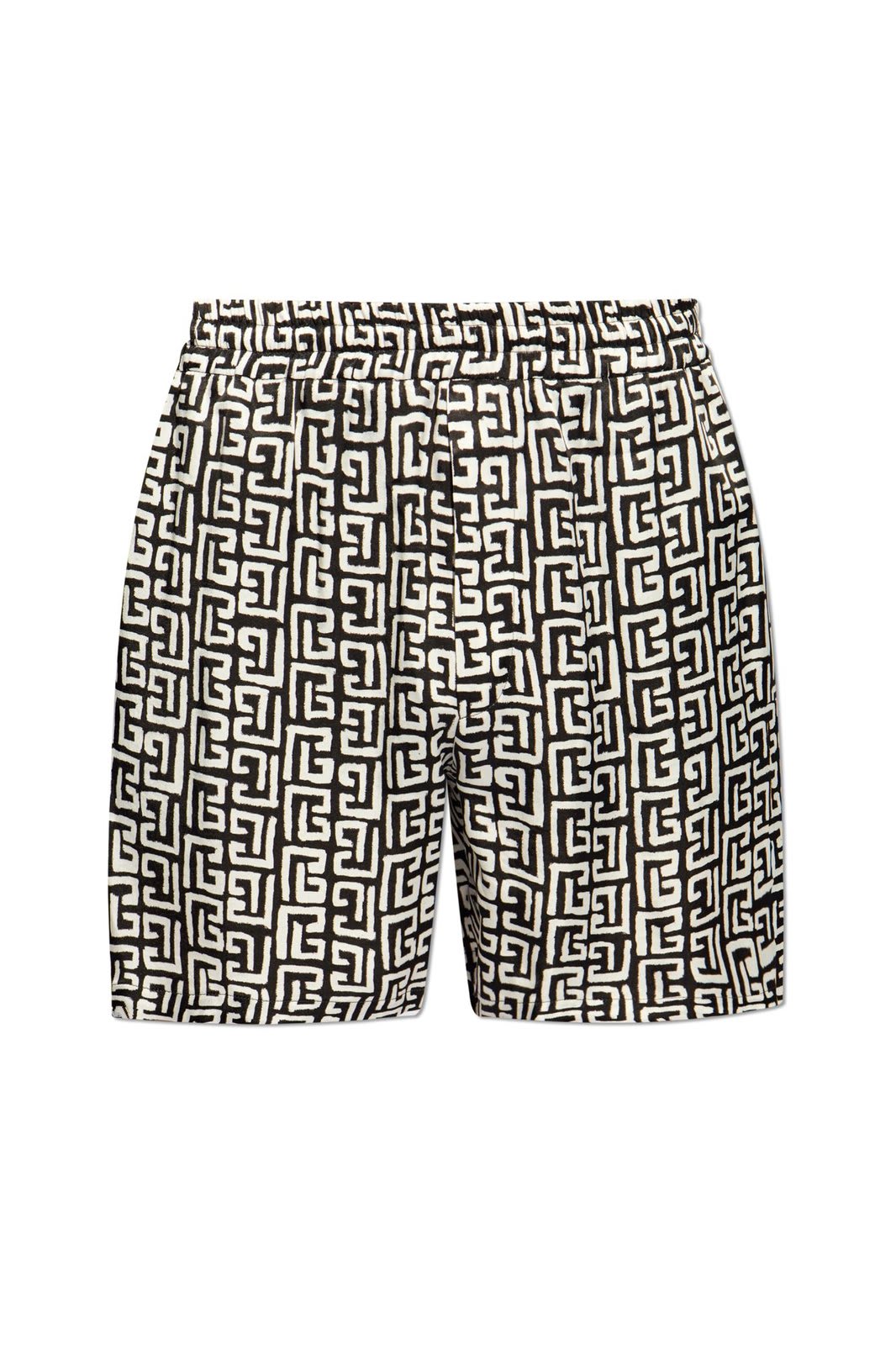 Shop Balmain Monogram Printed Shorts In Bianco