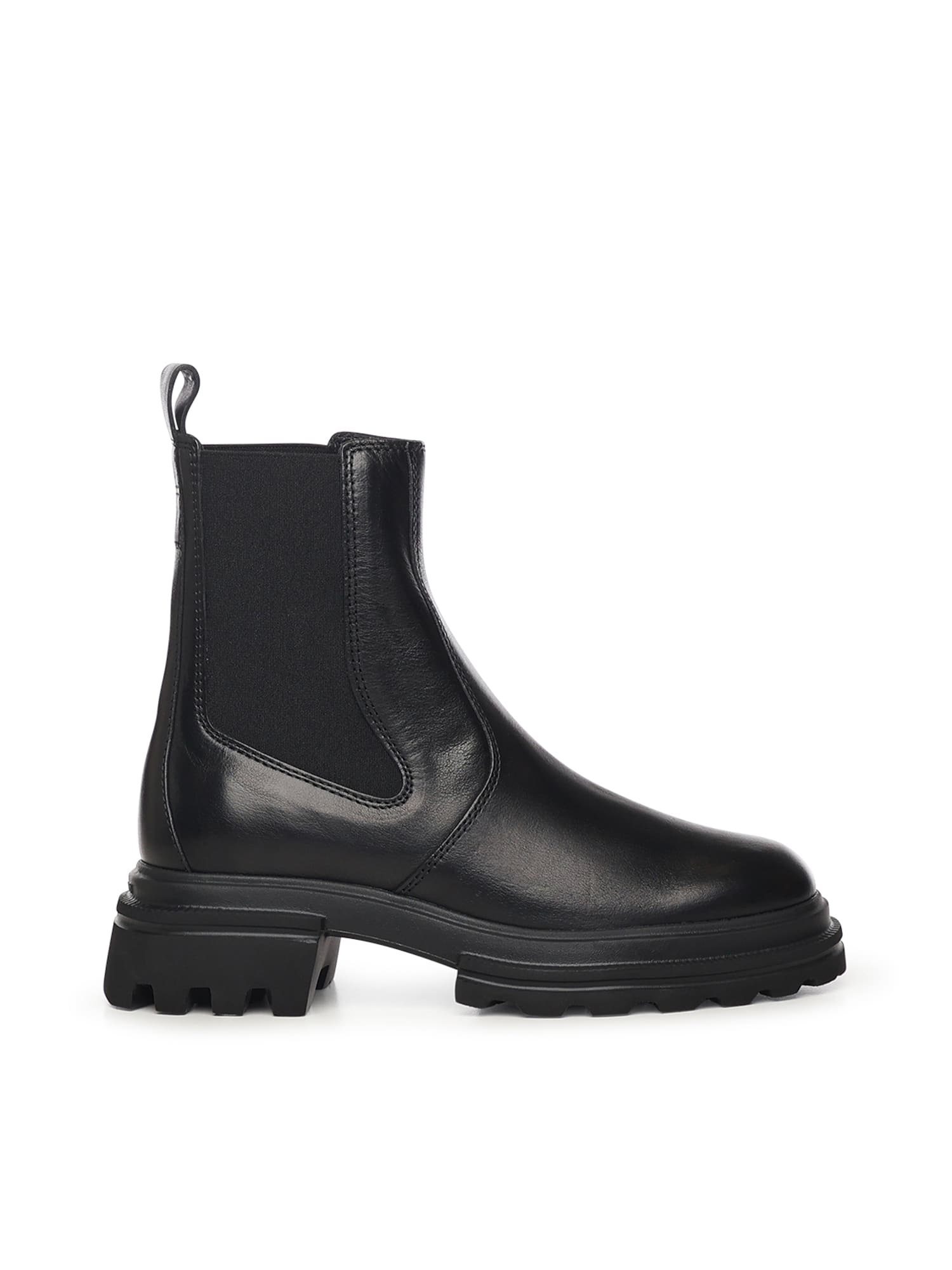 Hogan Leather Chelsea Ankle Boots In Black