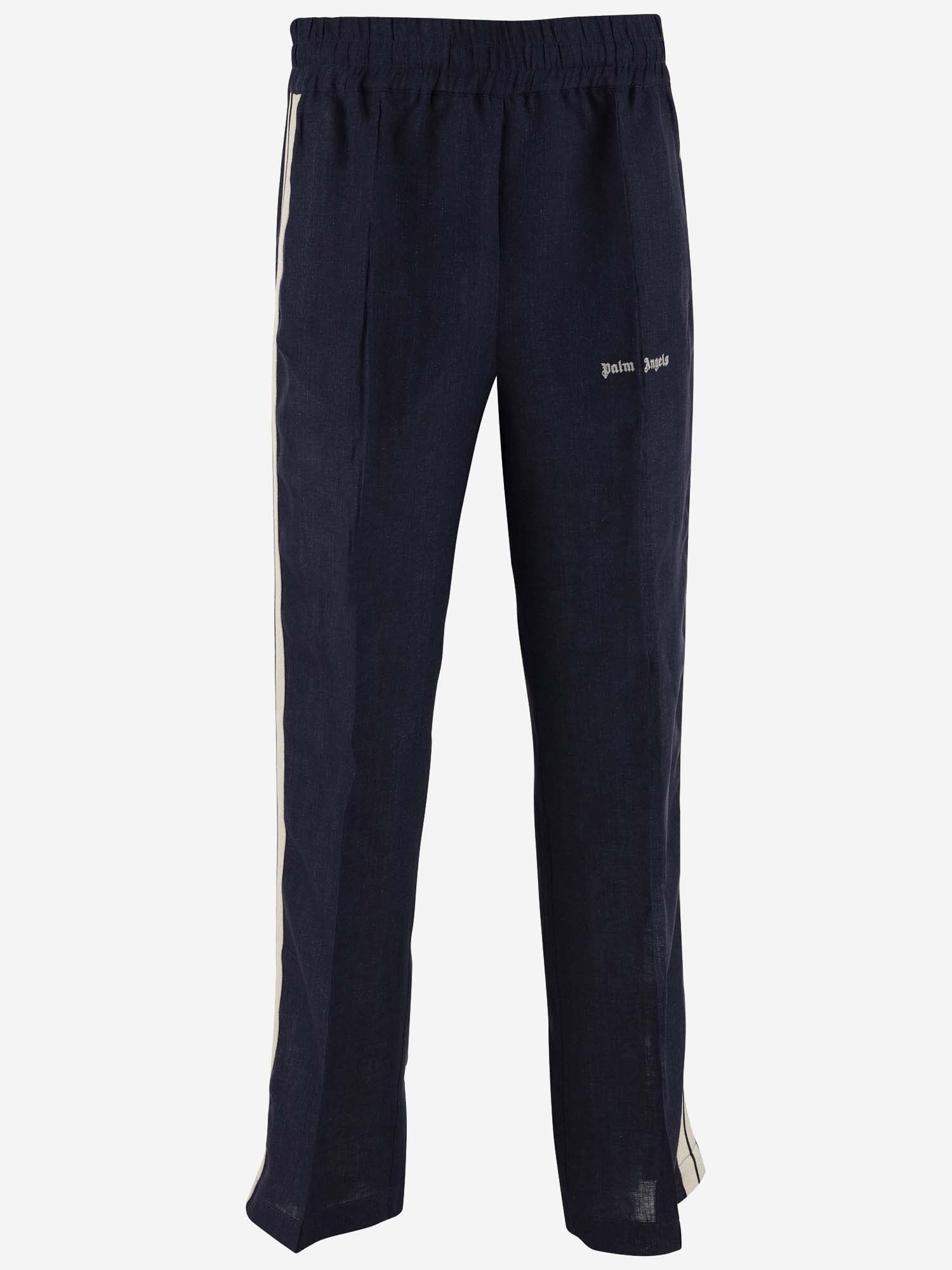 Palm Angels Cotton Track Pants With Logo In Blue