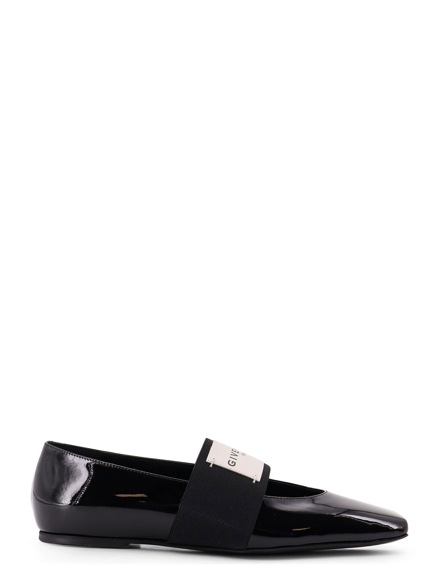 Givenchy Patent Leather Ballerinas With Maxi Logo Label In Black
