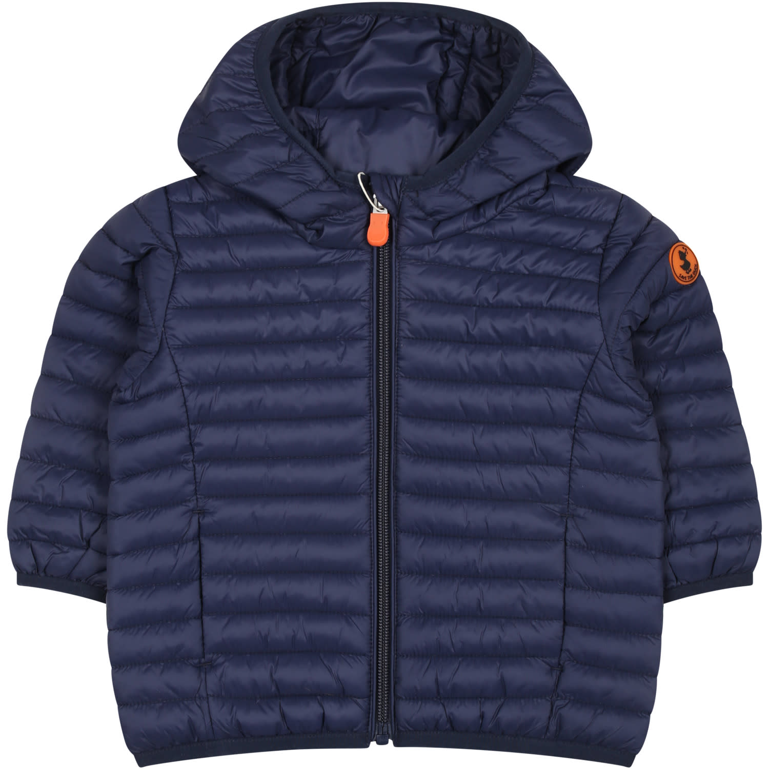 Shop Save The Duck Blue Nene Down Jacket For Baby Boy With Logo