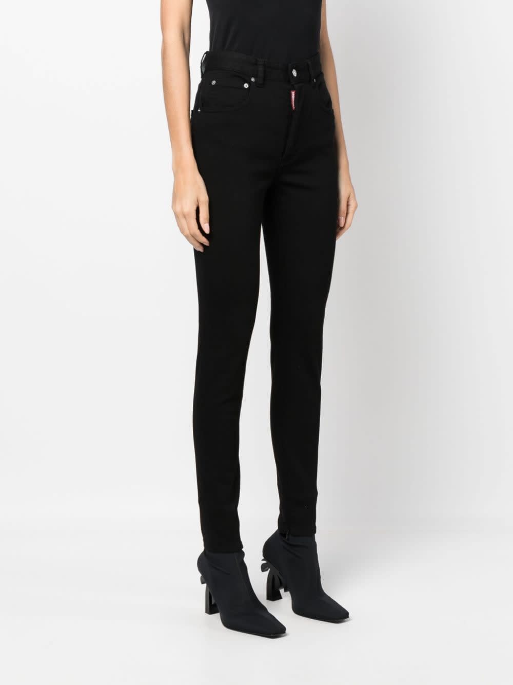 Shop Dsquared2 Dyed High Waist Twiggy Jeans In Nero