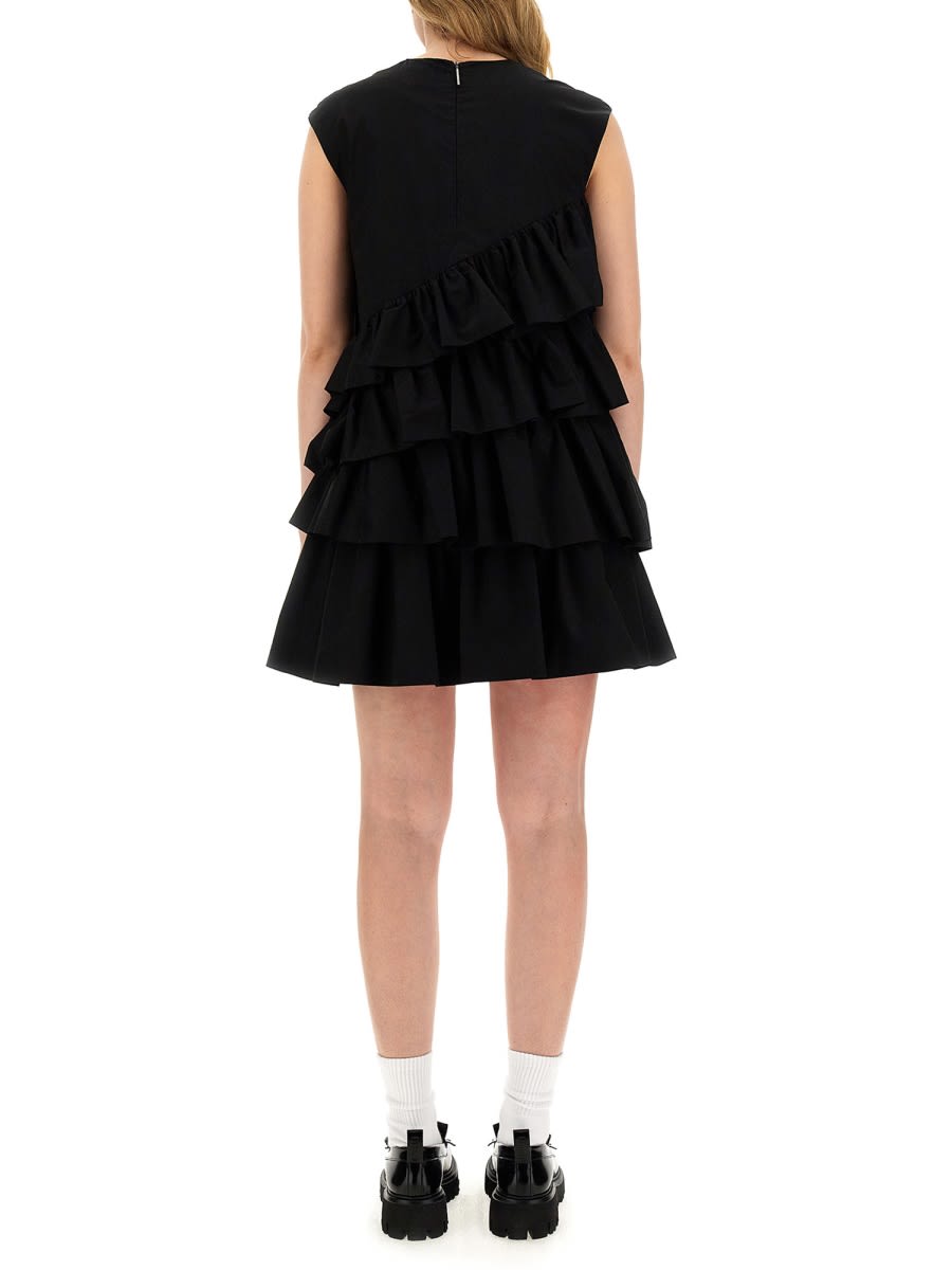 Shop Msgm Dress With Ruffles In Black