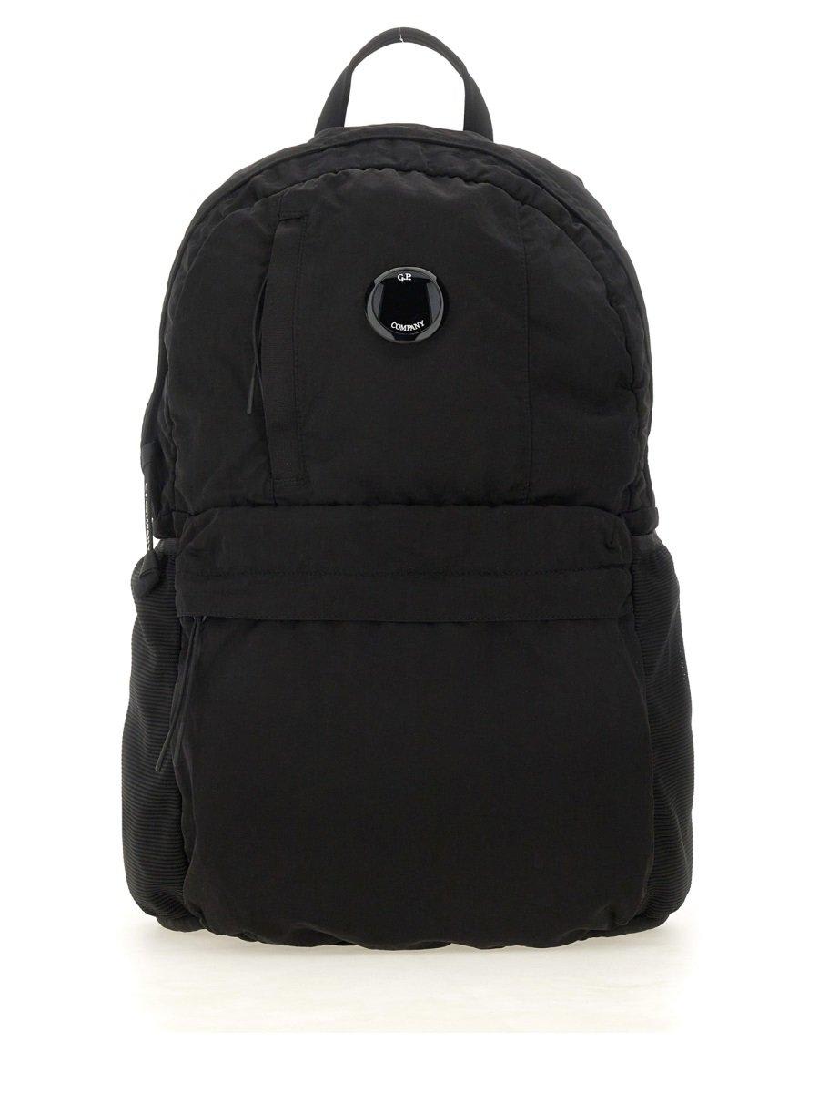 Shop C.p. Company Lens Detailed Logo Patch Backpack In Nero