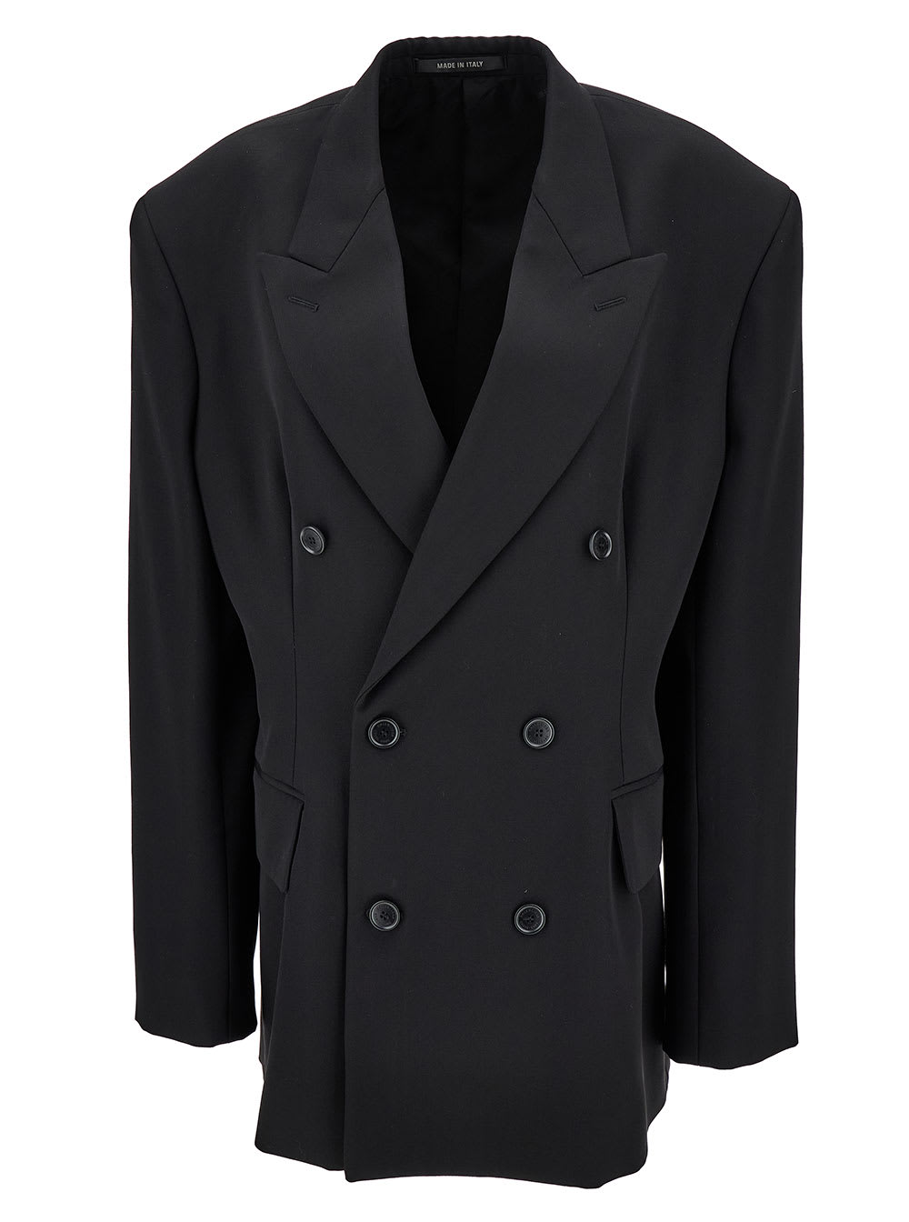 Shop Balenciaga Barathea Black Double-breasted Jacket With Tonal Buttons In Wool Woman