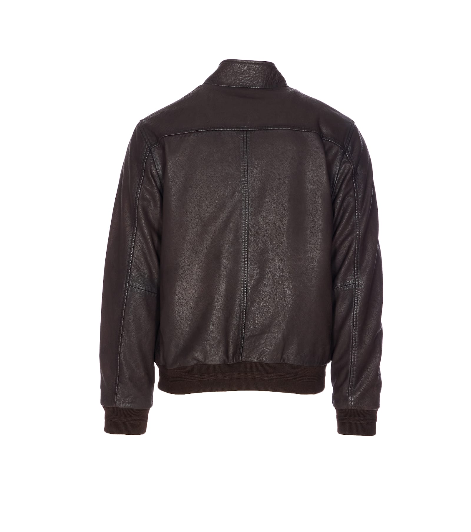 Sword 6.6.44 Cacao Leather Jacket Zip Closure In Brown