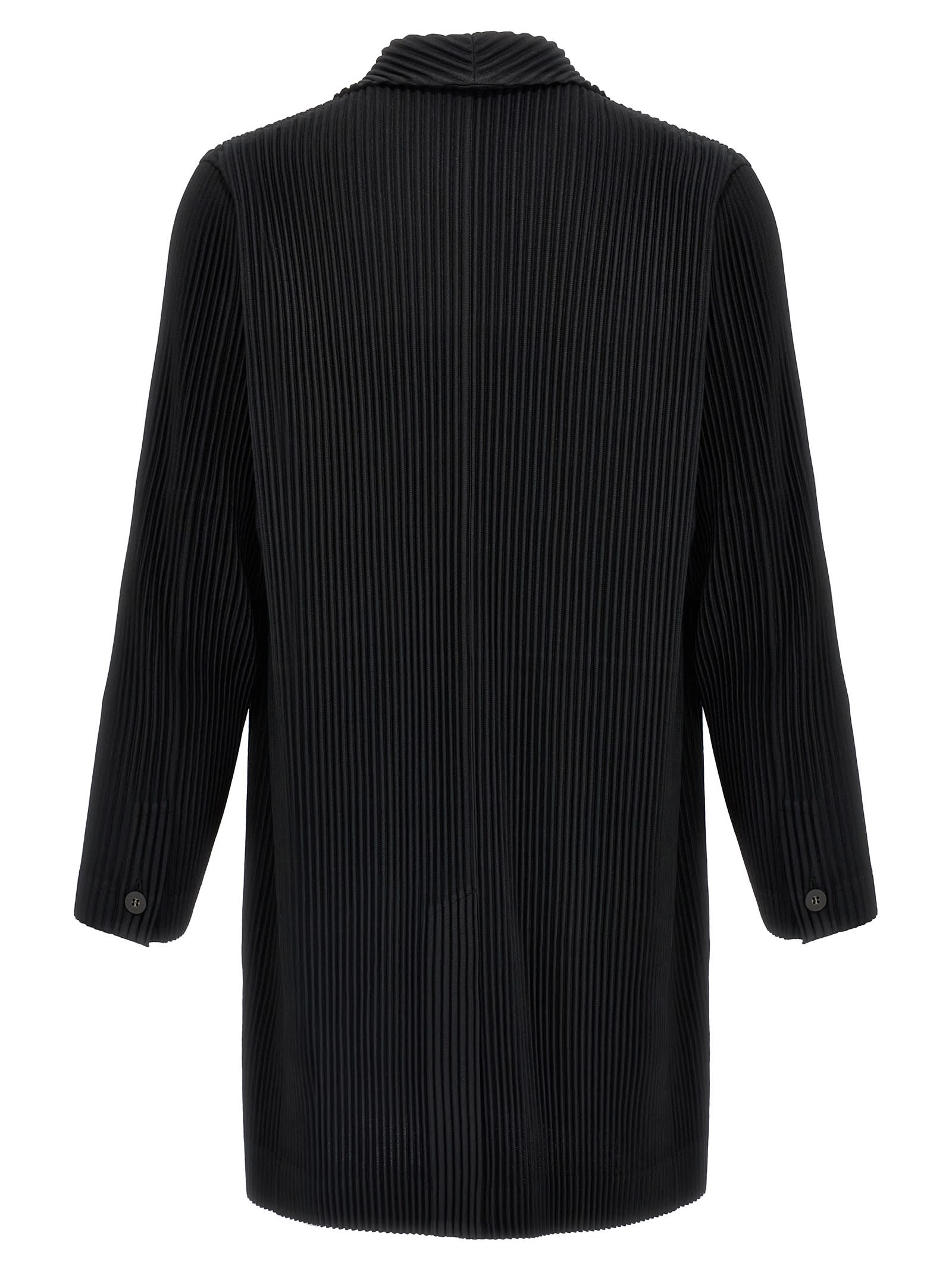 Issey Miyake Single-breasted Pleated Coat Coats And Trench Coats Black In Black