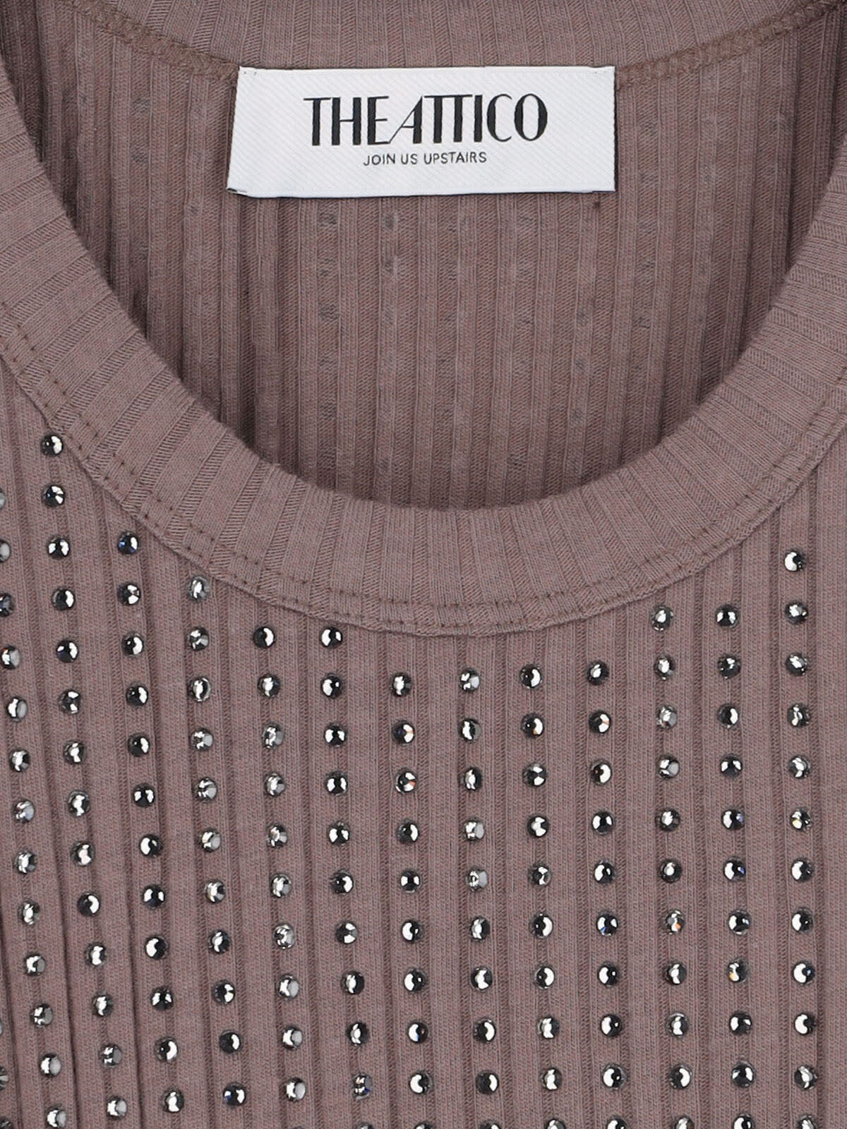 Attico Crystal-embellished Mini Dress In Brown