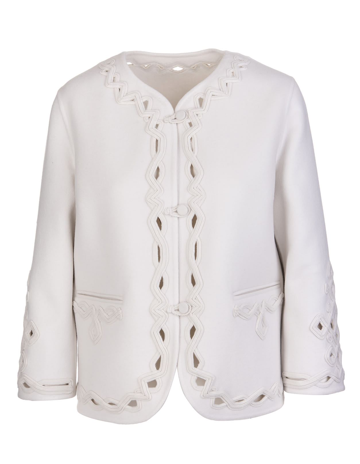 Ermanno Scervino White Jacket With Carved Embroidery