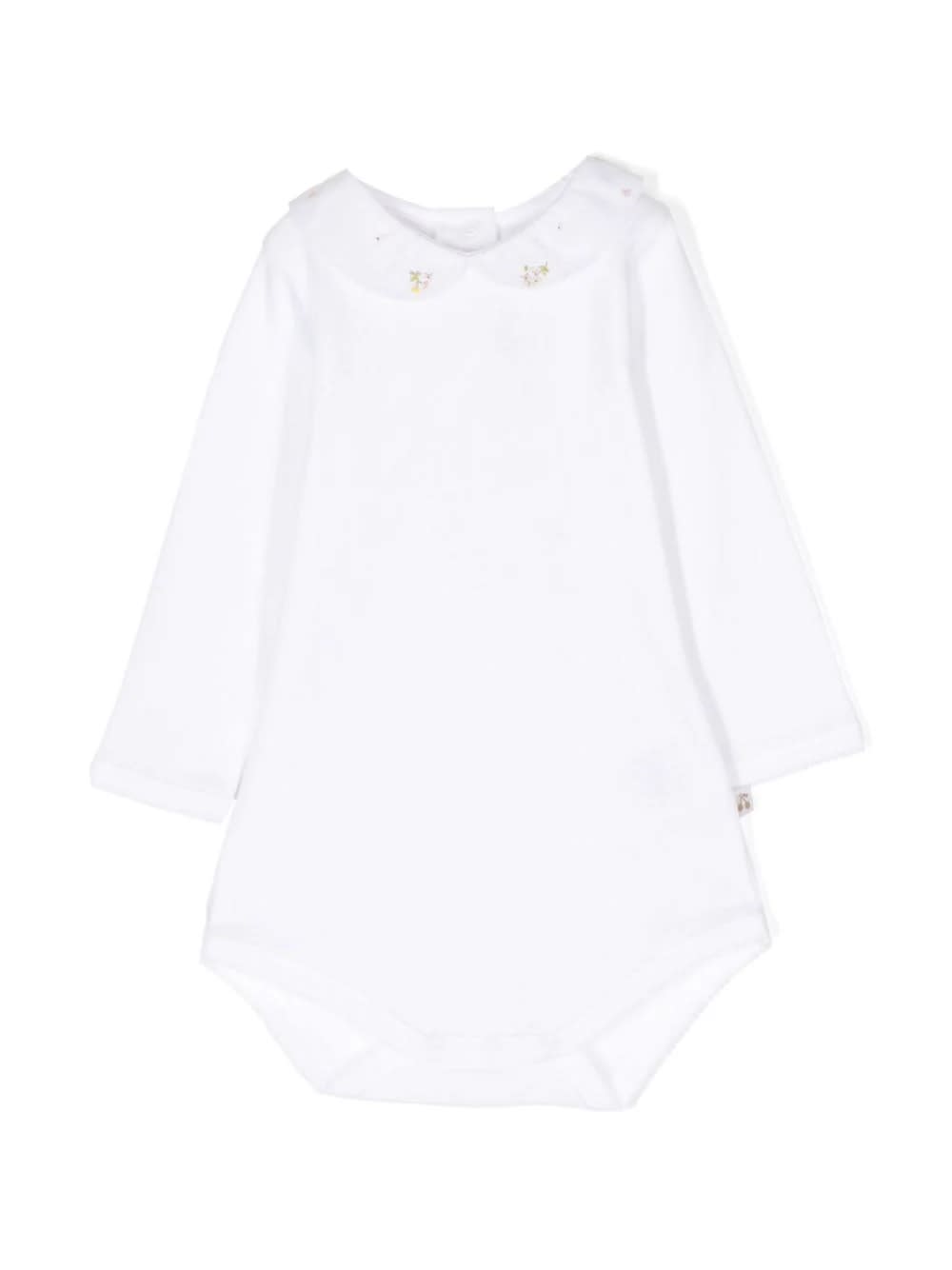 Bonpoint Babies' White And Pink Cygne Bodysuit