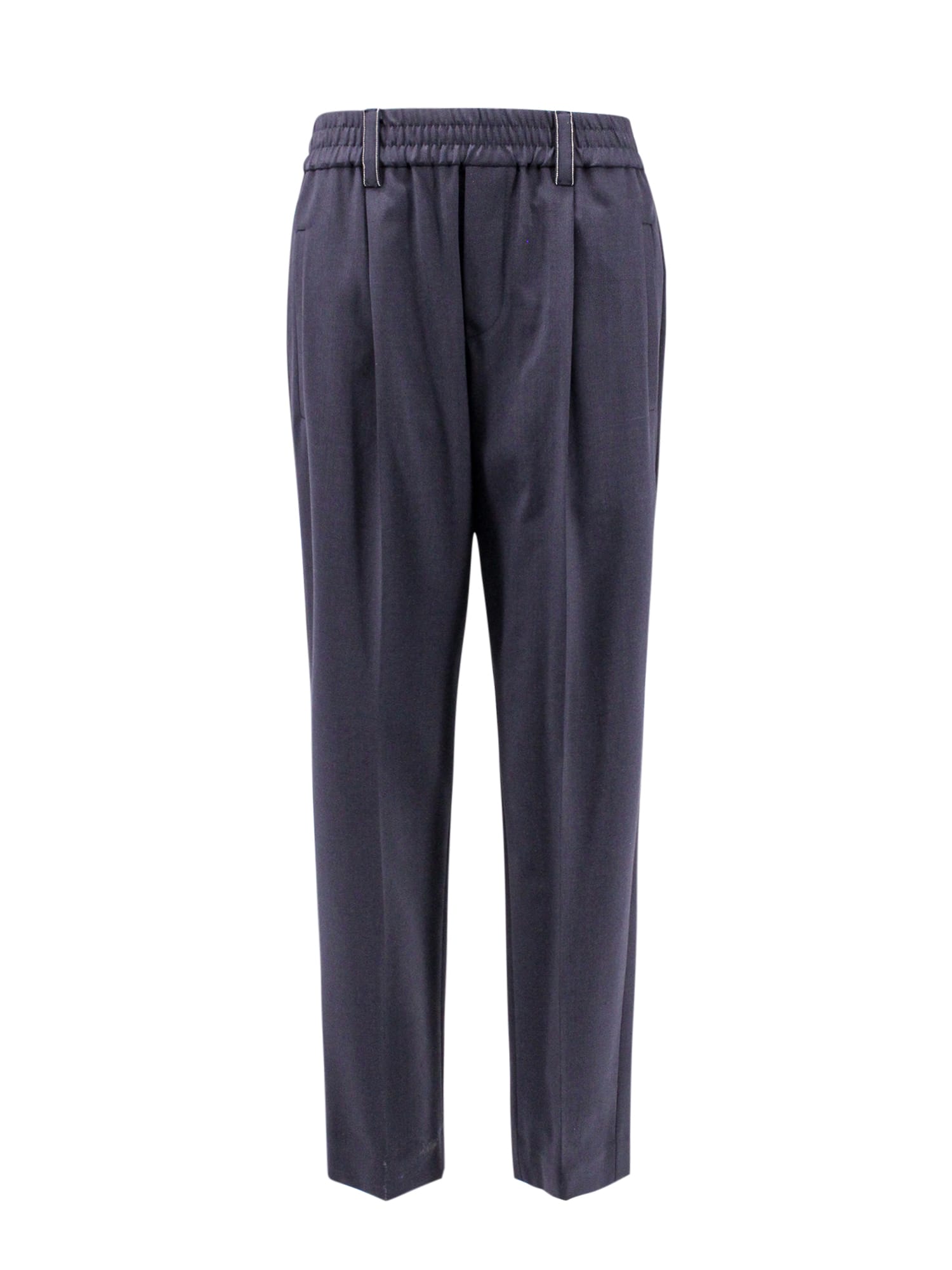 Brunello Cucinelli Trousers Made Of Fine Fresh Stretch Wool With Elastic Waistband And Side Welt Pockets