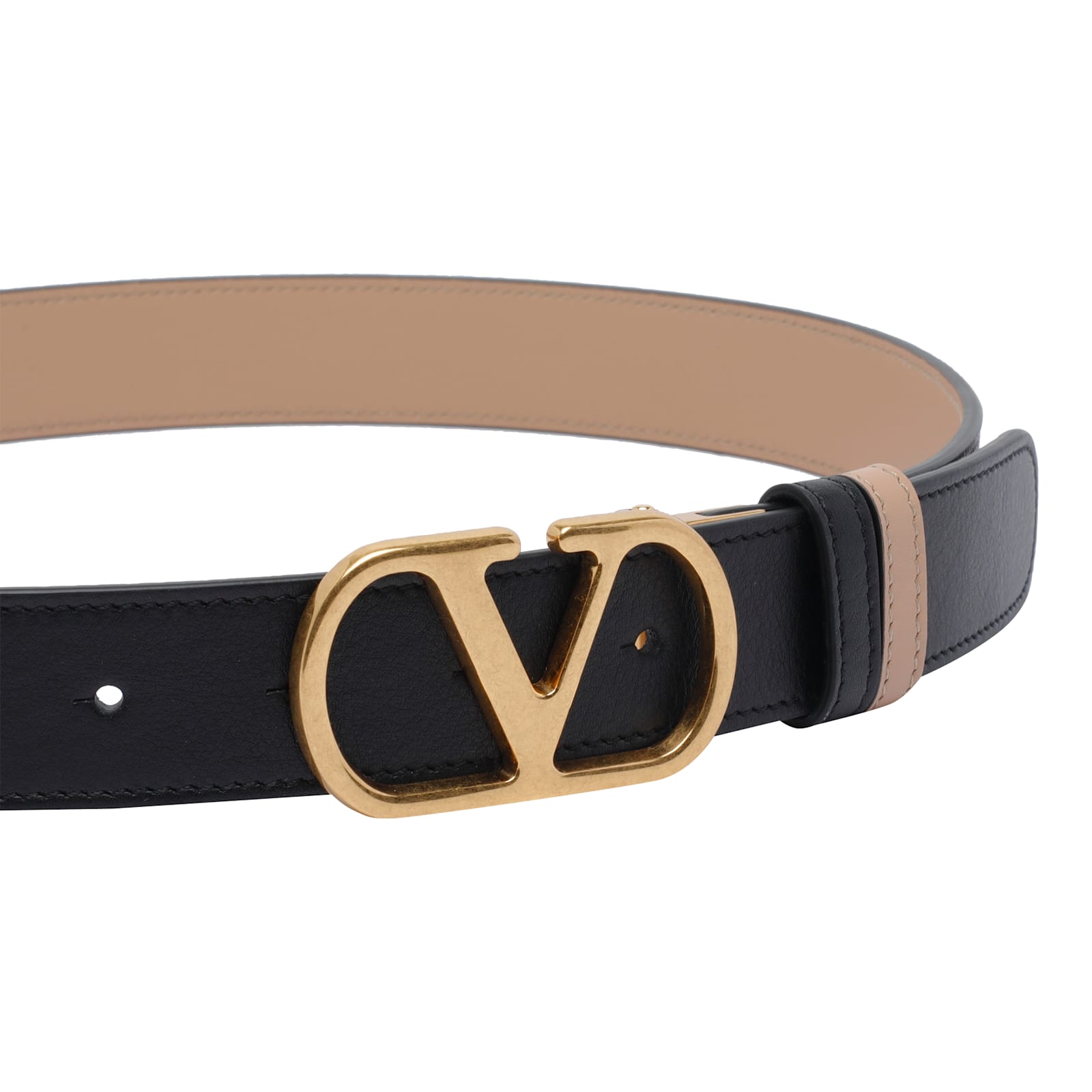 Valentino Adjustable Reversible Two-tone Belts In Black