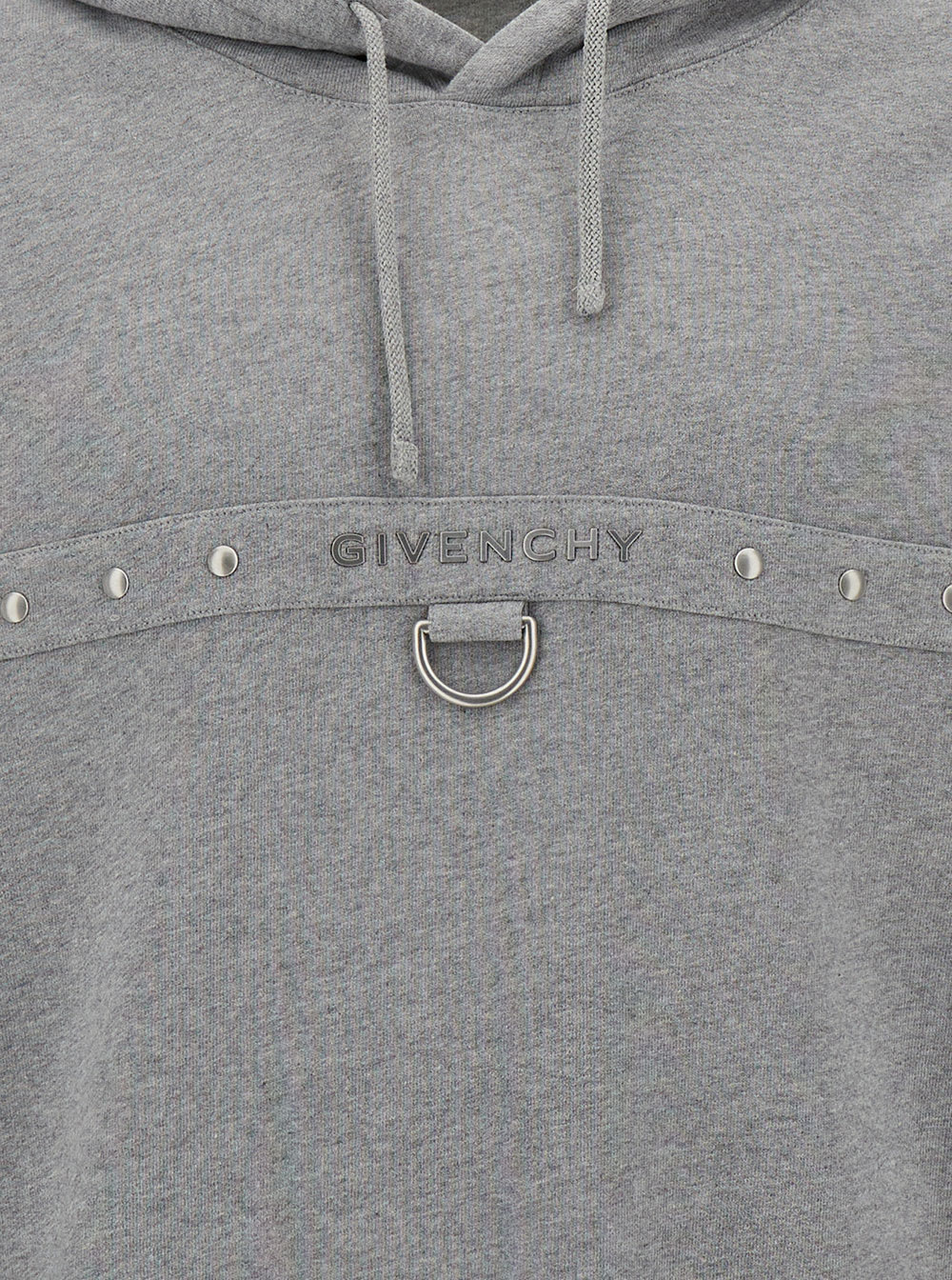 Shop Givenchy Grey Hoodie With Logo And Studs In Cotton Man