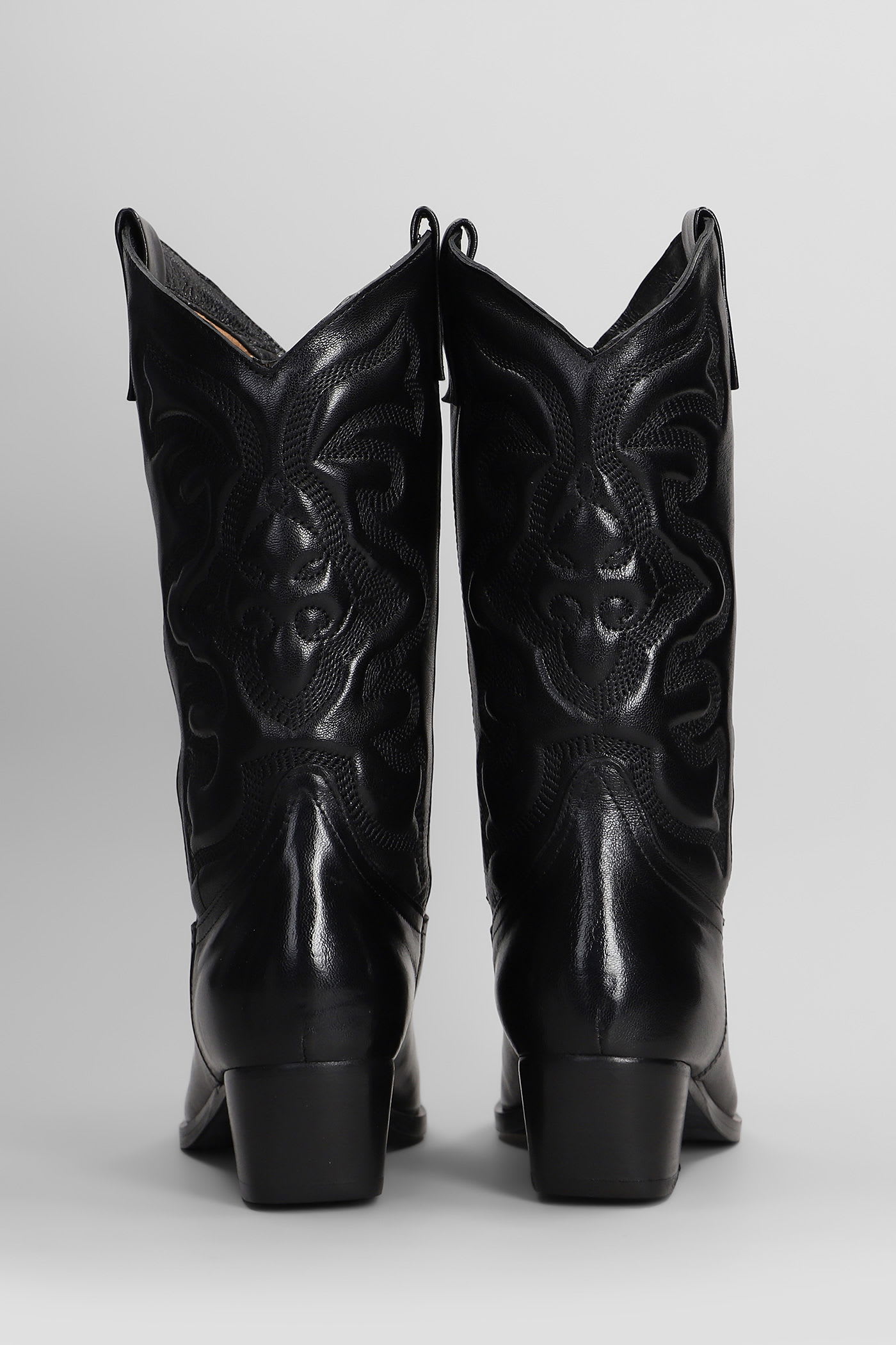 Julie Dee Texan Boots In Black Leather