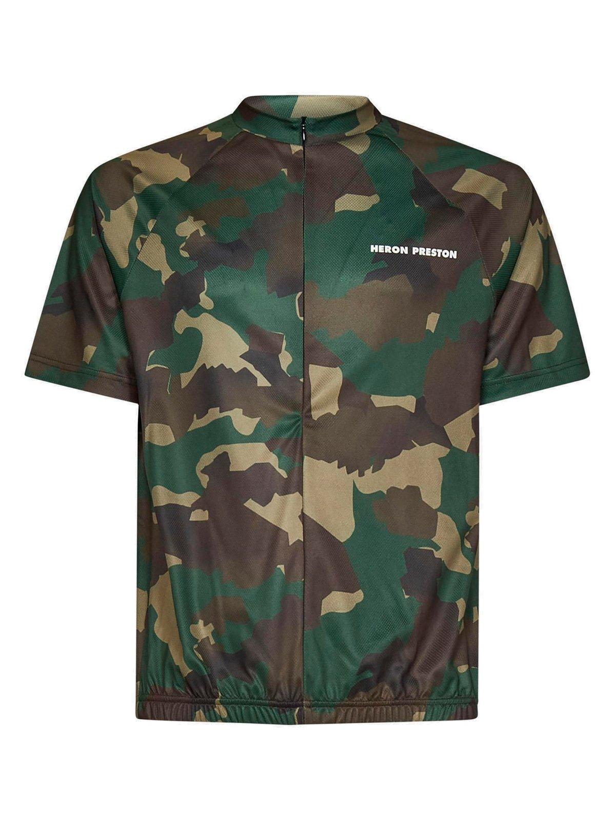 Shop Heron Preston Camouflage Printed Mockneck T-shirt In Green