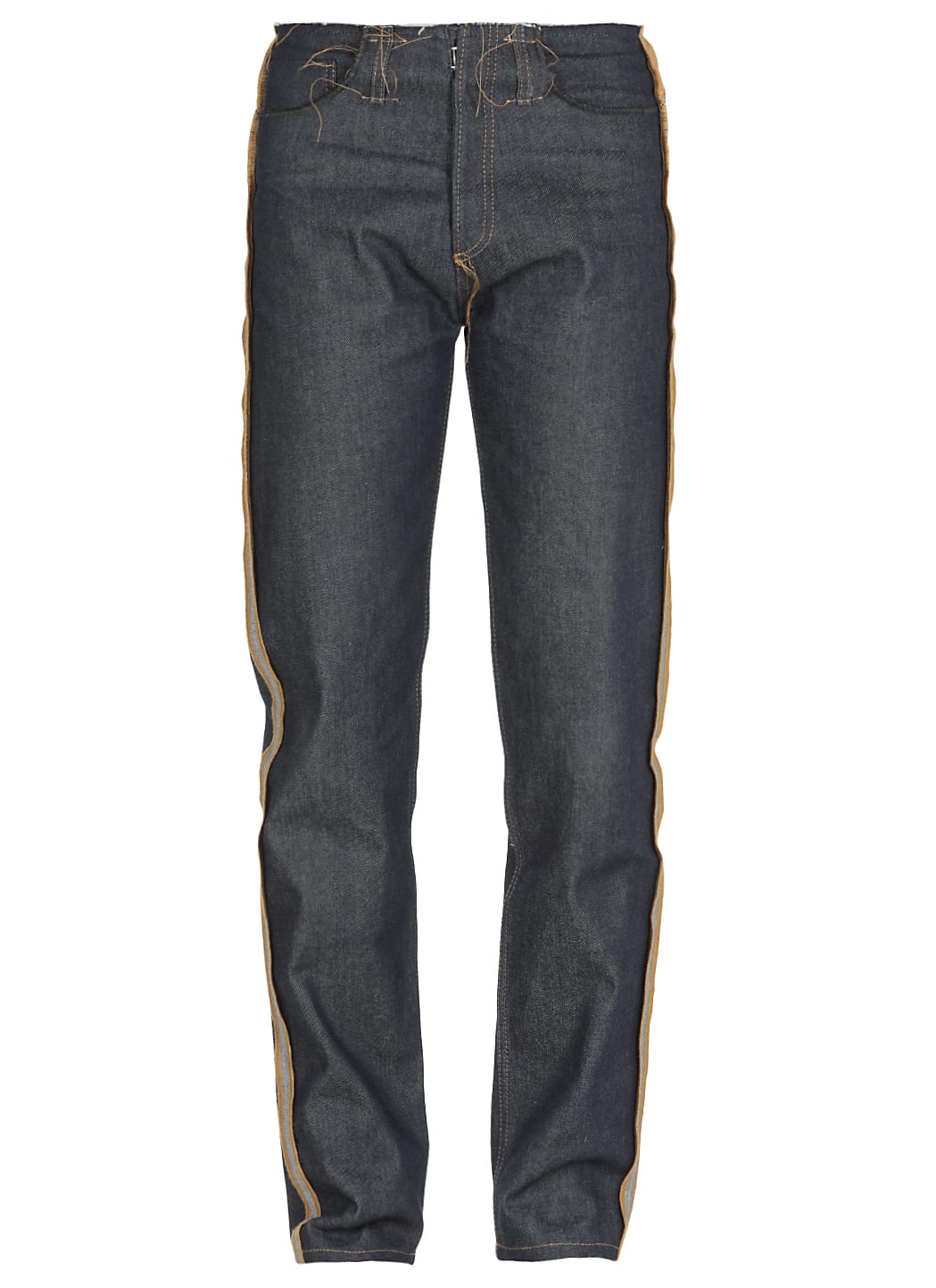 Maison Margiela Cotton Jeans With Raw Cut Stitchings In Blue