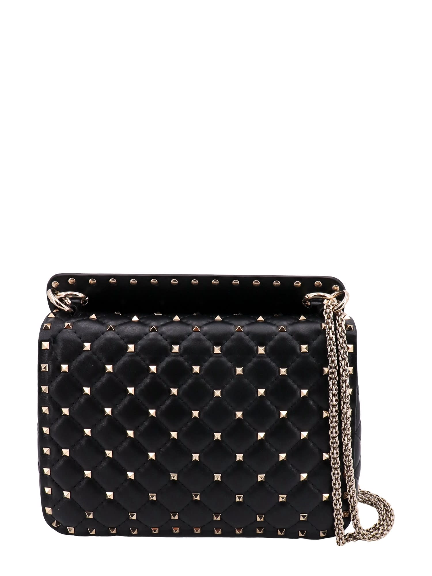 Shop Valentino Rockstud Spike Shoulder Bag In Black